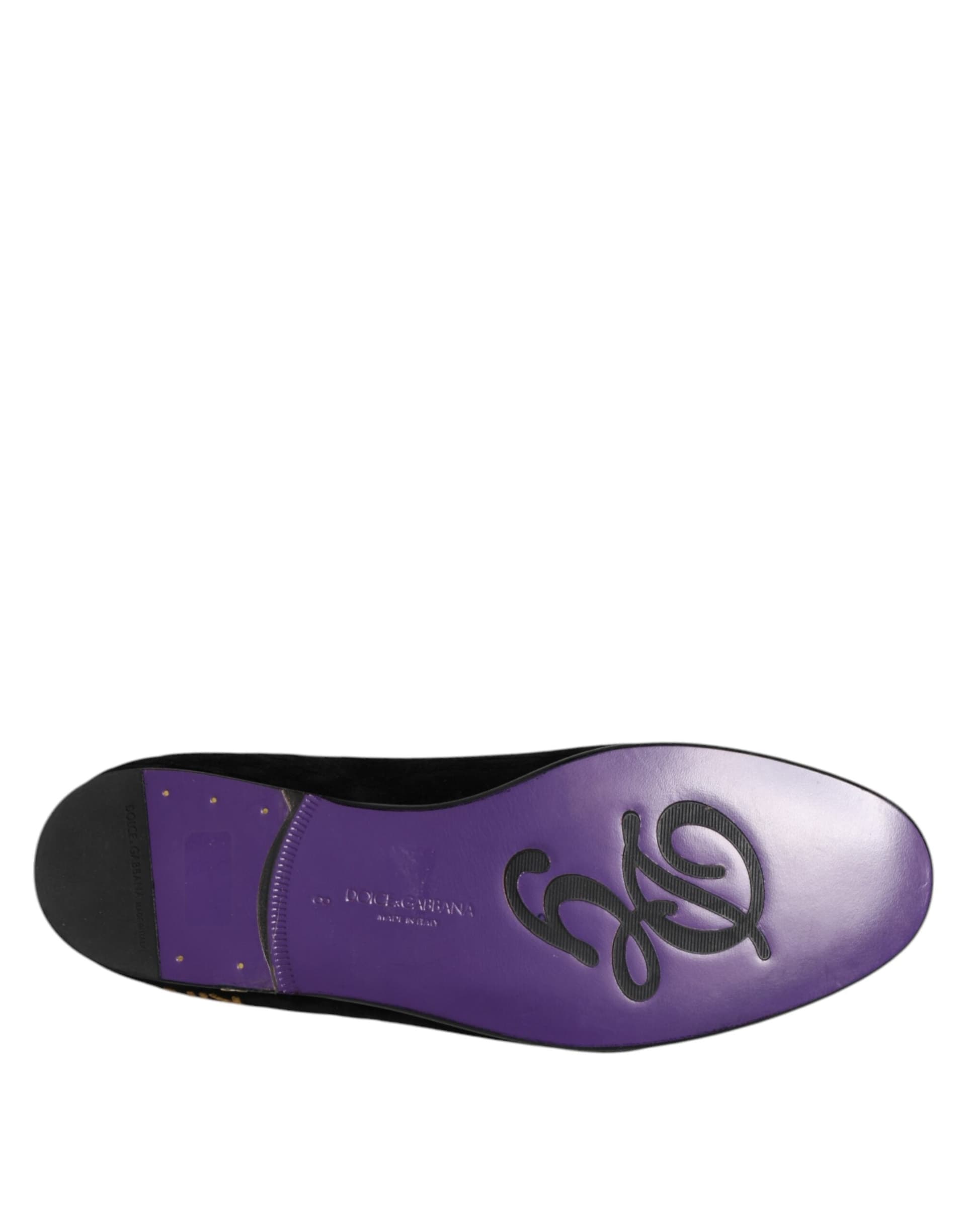 Dolce & Gabbana Black DG Crown Embroidery Loafers Slip On Shoes - 5