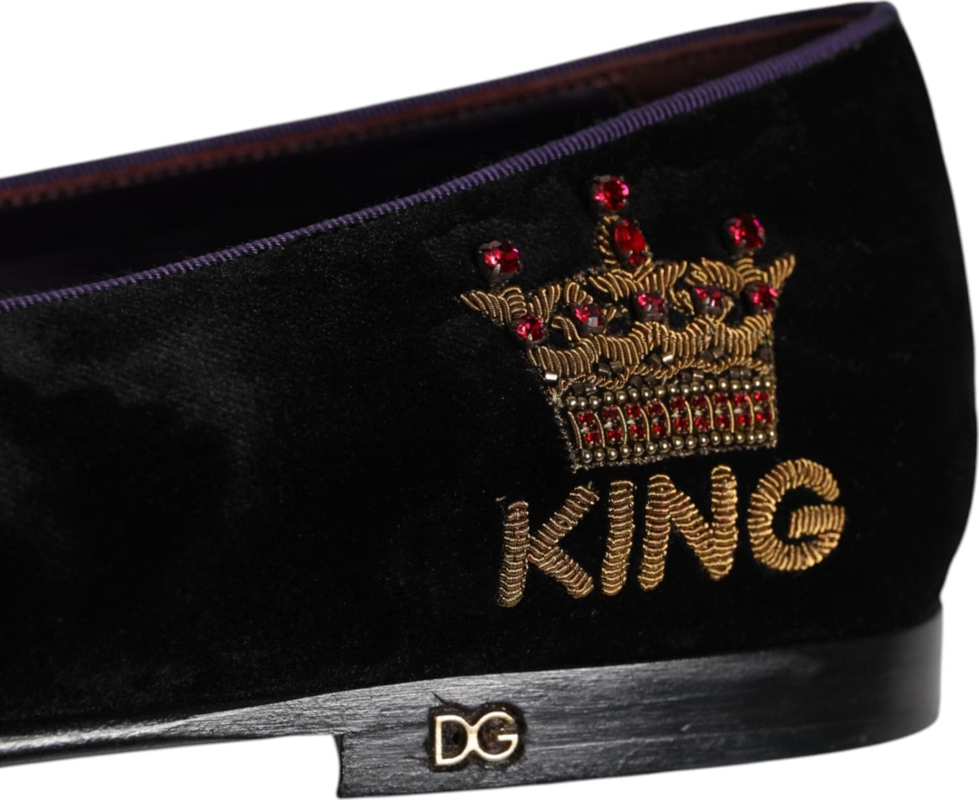 Dolce & Gabbana Black DG Crown Embroidery Loafers Slip On Shoes - 6