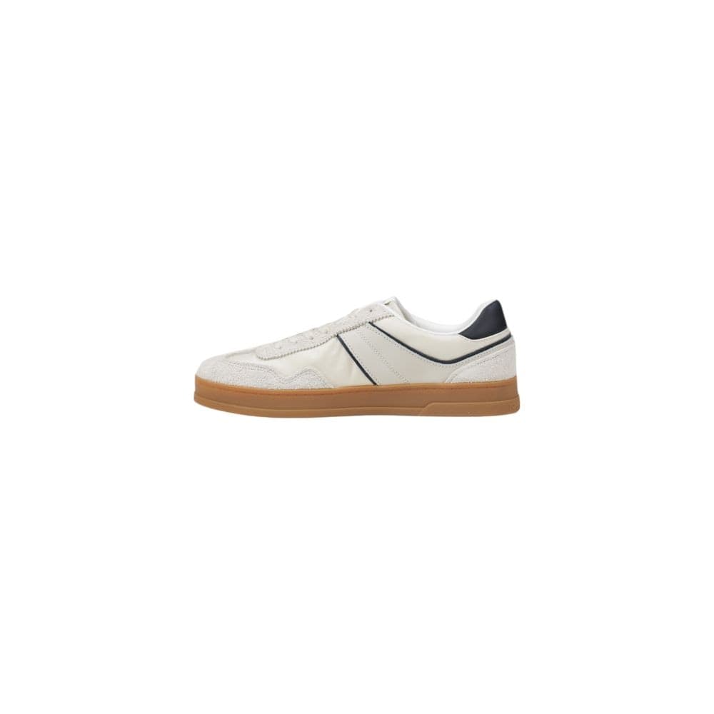 Tommy Hilfiger Jeans Cream Leather Low Top Sneakers - 3