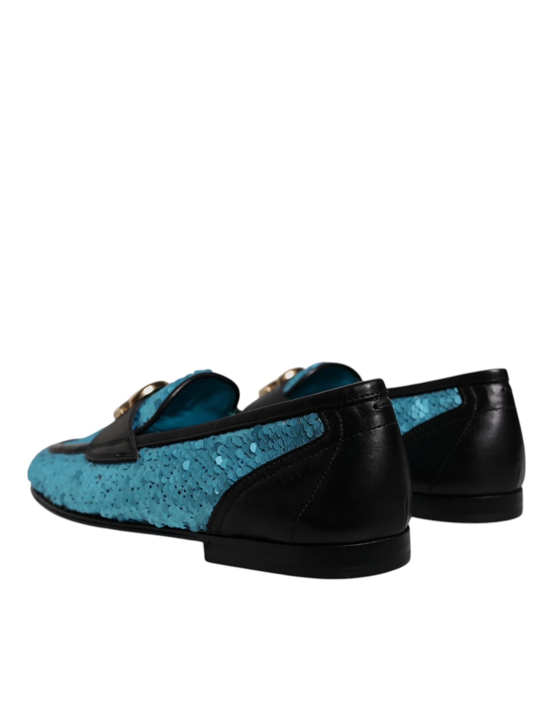 Dolce & Gabbana Blue Sequined Loafers Formal Dress Shoes - 3