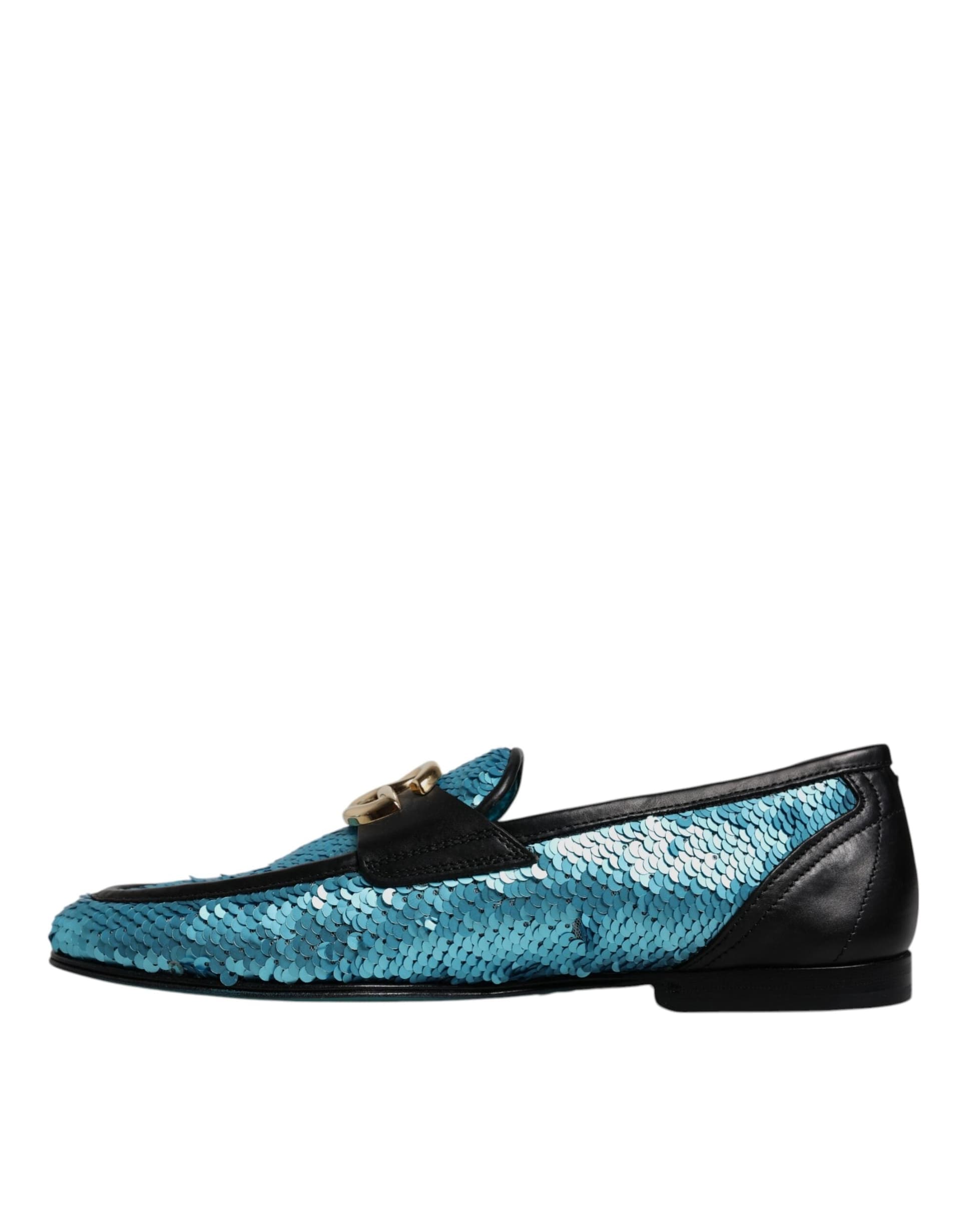 Dolce & Gabbana Blue Sequined Loafers Formal Dress Shoes - 4