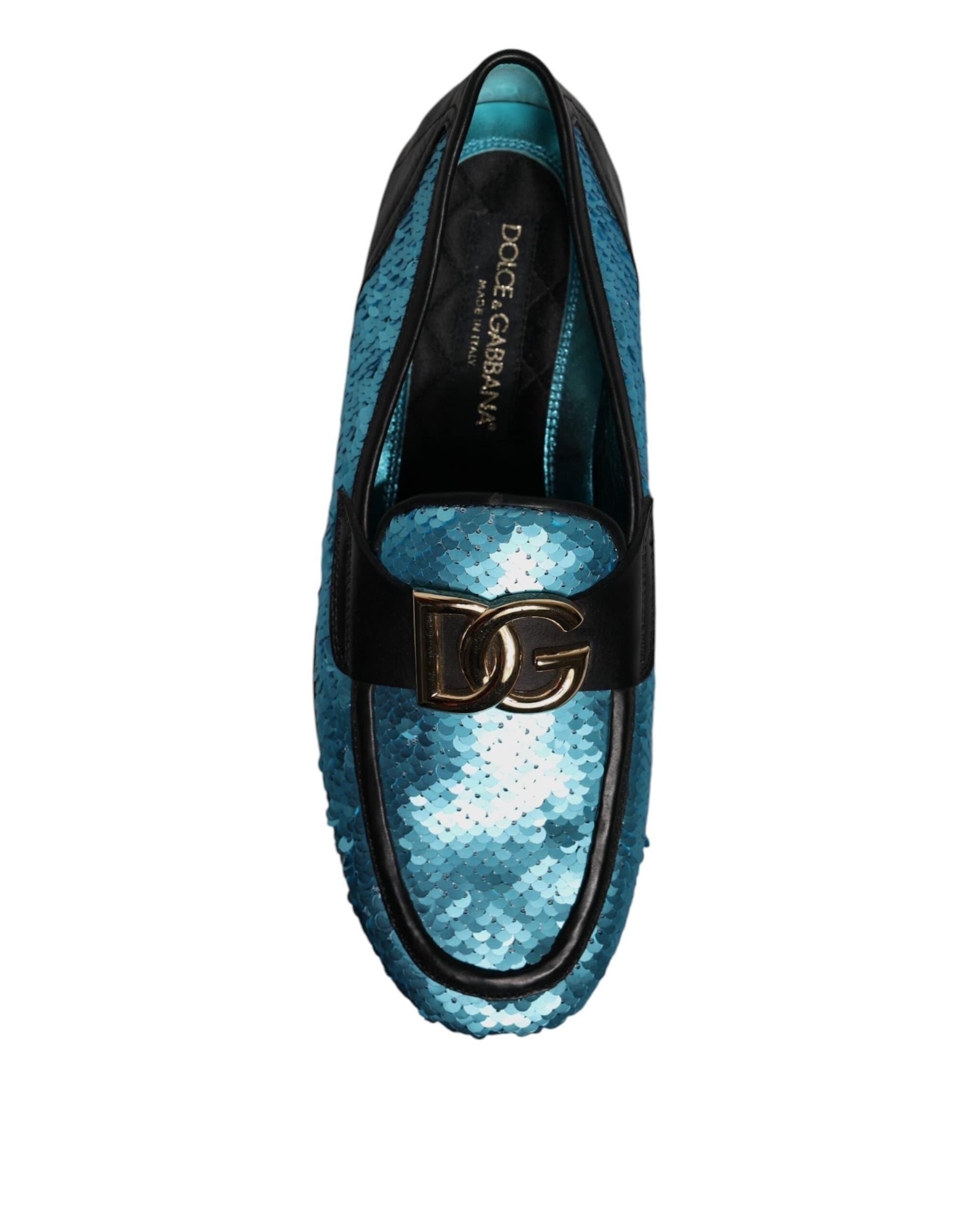 Dolce & Gabbana Blue Sequined Loafers Formal Dress Shoes - 8
