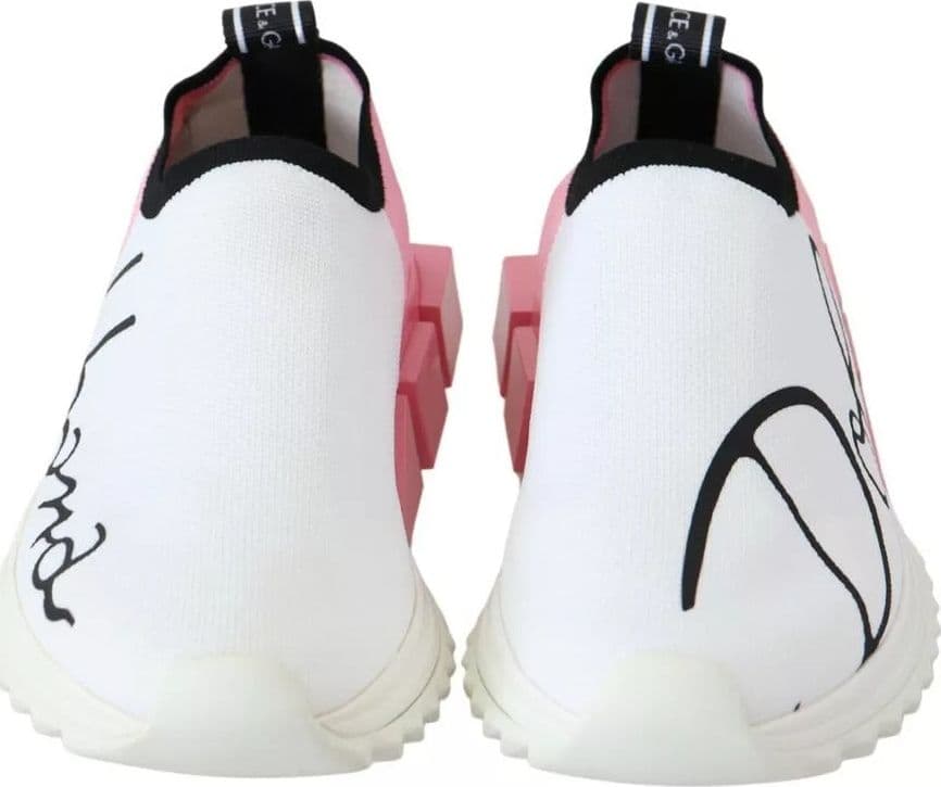 Dolce & Gabbana Pink White Logo Sorrento Sneakers Shoes - 2