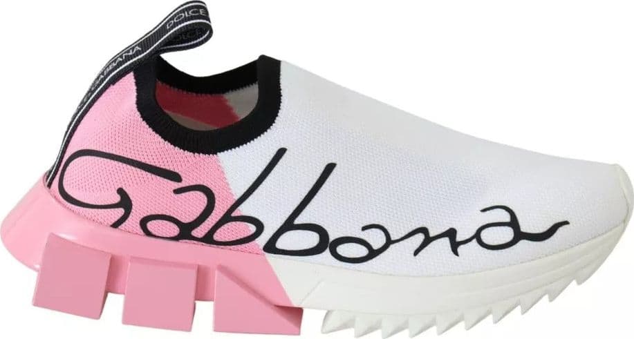 Dolce & Gabbana Pink White Logo Sorrento Sneakers Shoes - 4