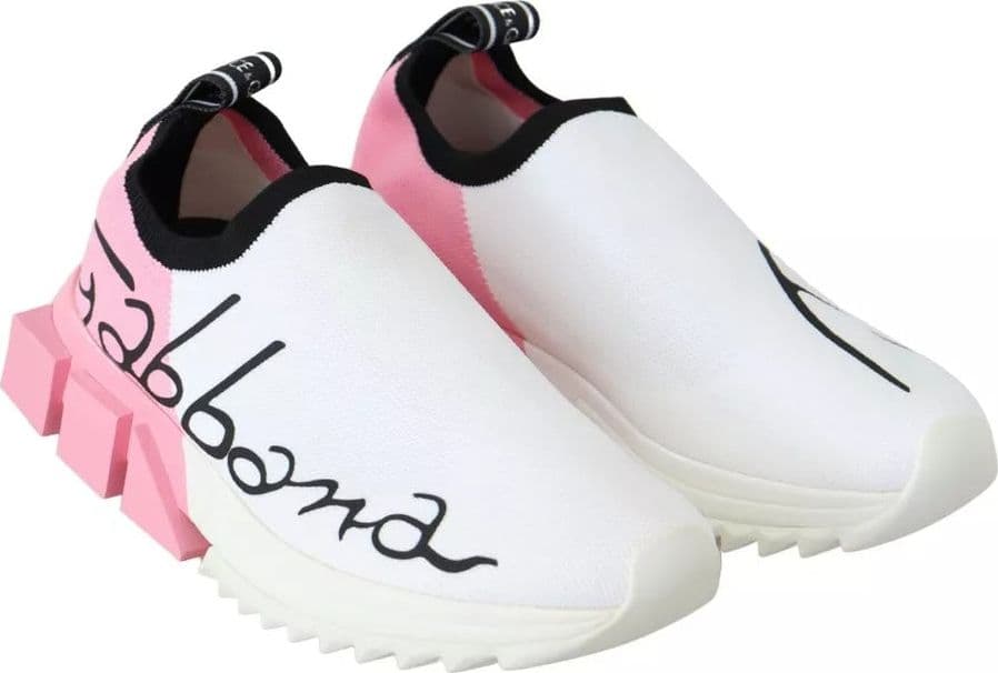 Dolce & Gabbana Pink White Logo Sorrento Sneakers Shoes - 5