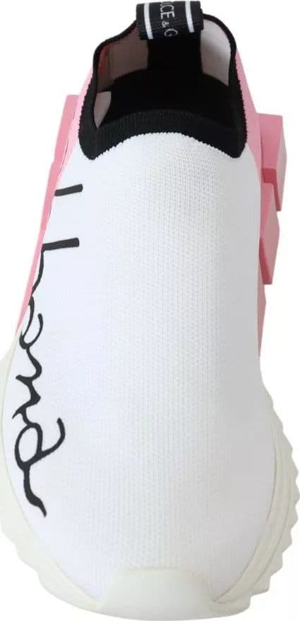 Dolce & Gabbana Pink White Logo Sorrento Sneakers Shoes - 7