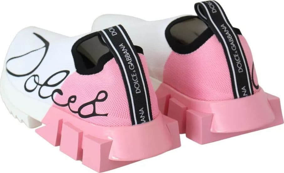Dolce & Gabbana Pink White Logo Sorrento Sneakers Shoes - 8