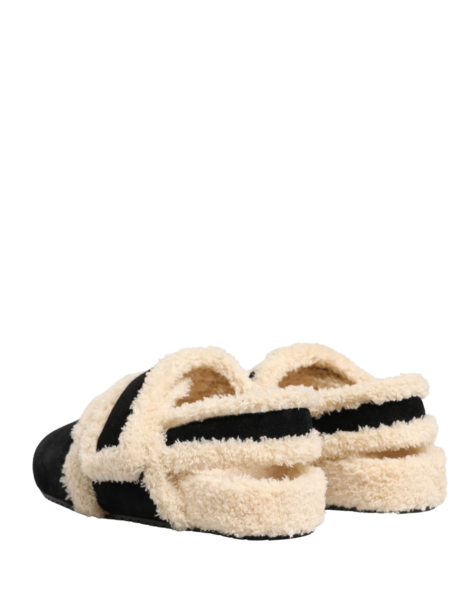 Dolce & Gabbana Beige Black Faux Fur Flats Men Sandals Shoes - 6