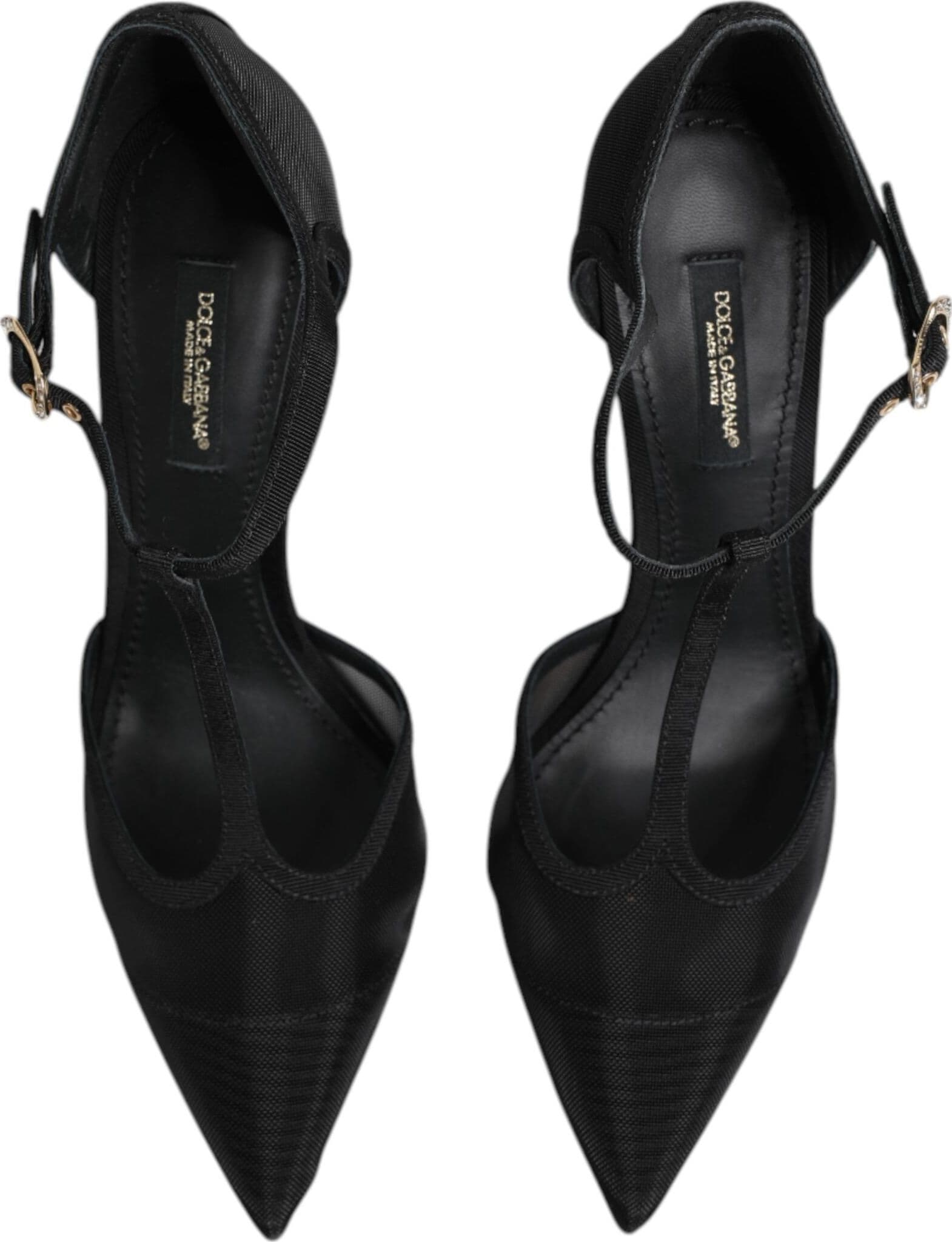 Dolce & Gabbana Black Mesh T-strap Stiletto High Heels Shoes - 2