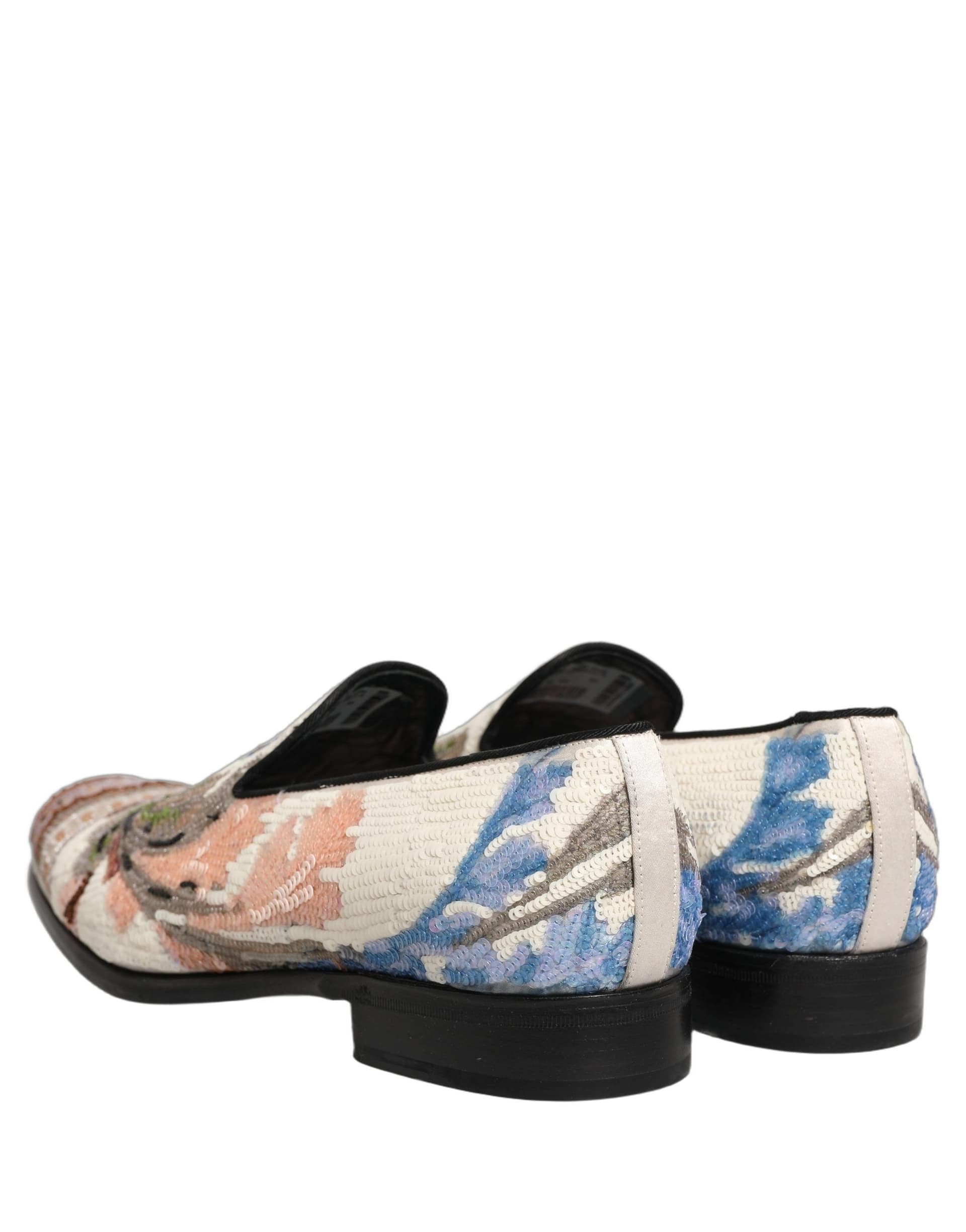 Dolce & Gabbana Multicolor Sequin Embroidered Loafers Shoes - 5