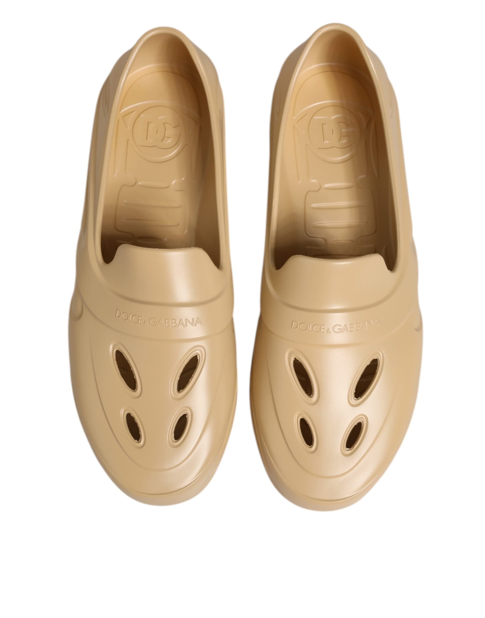 Dolce & Gabbana Beige Rubber Slides Low Top Sneakers Shoes - 2