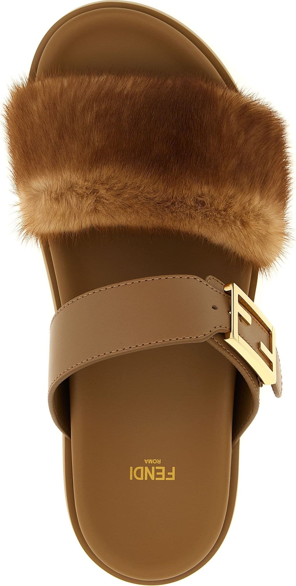 Fendi Brown Leather Slides - 4