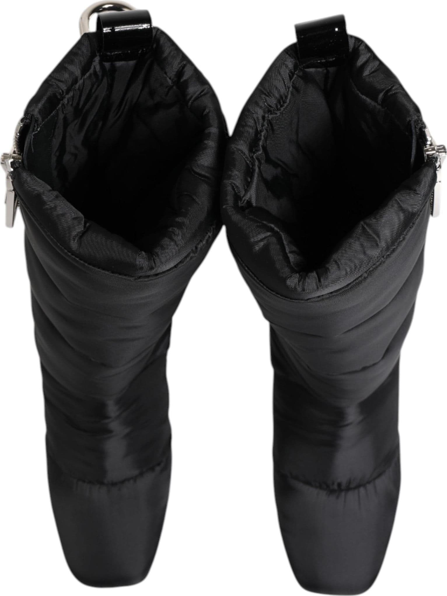 Dolce & Gabbana Black Padded Mid Calf Logo Heel Boots Shoes - 2