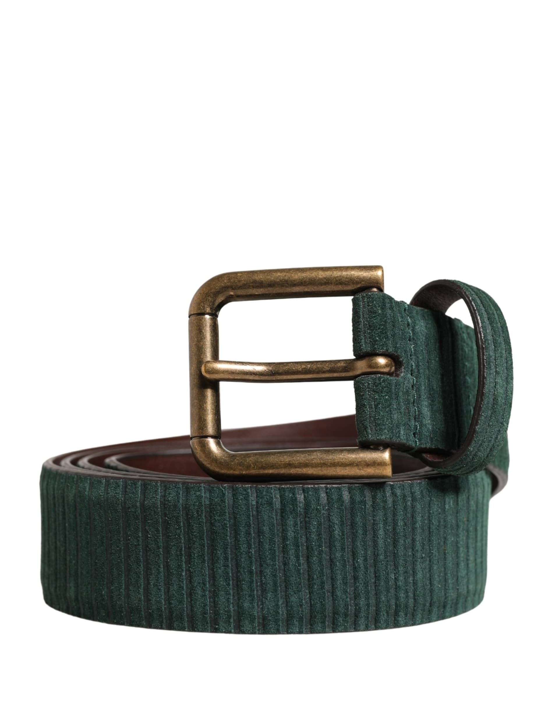 Dolce & Gabbana Men Green Velvet Leather Metal Buckle Belt - 2
