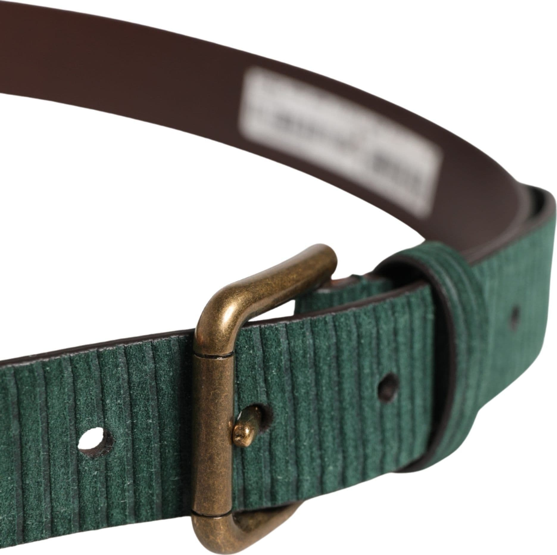 Dolce & Gabbana Men Green Velvet Leather Metal Buckle Belt - 4