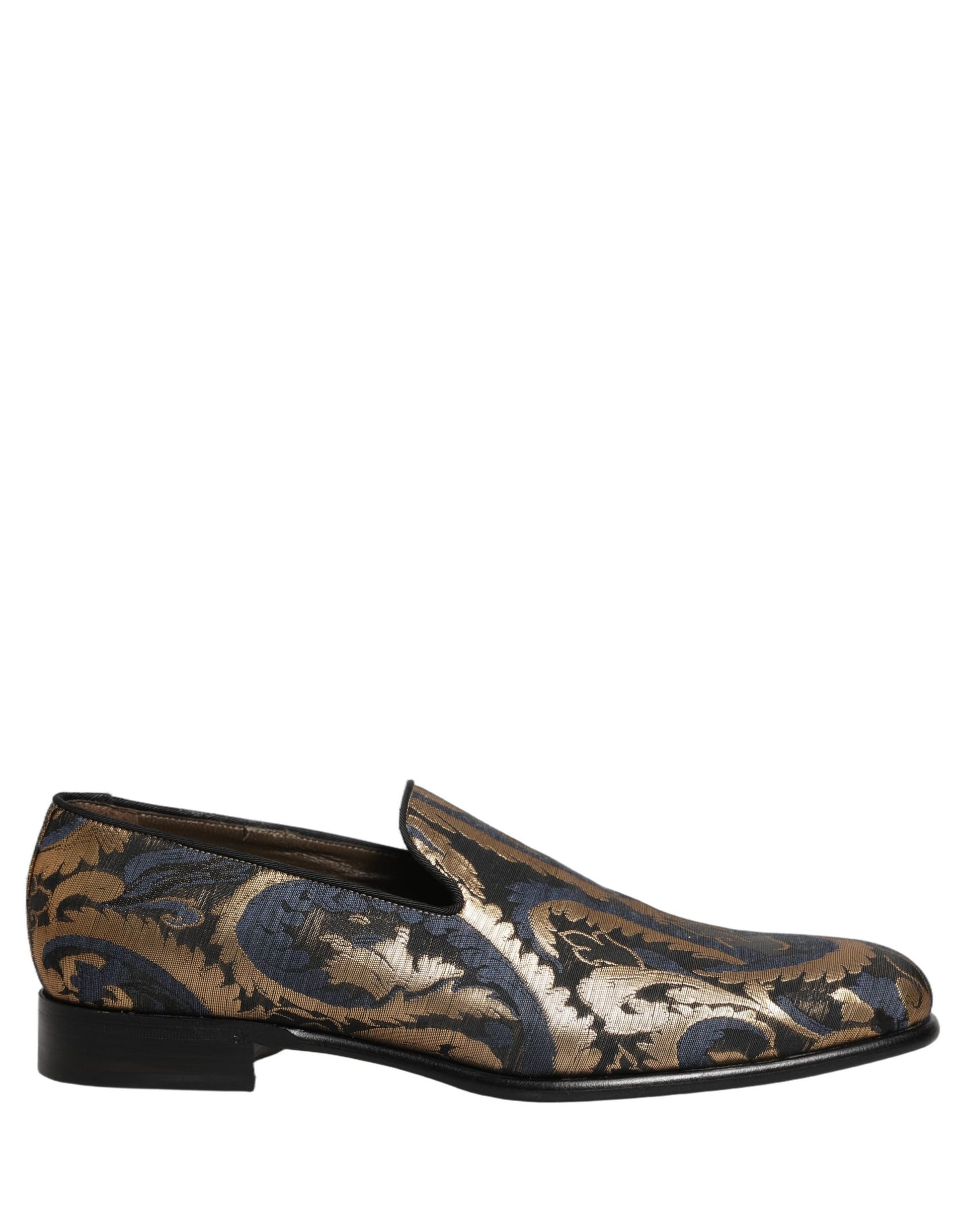 Dolce & Gabbana Blue Brocade Slip On Men Dress Loafers Shoes - 7