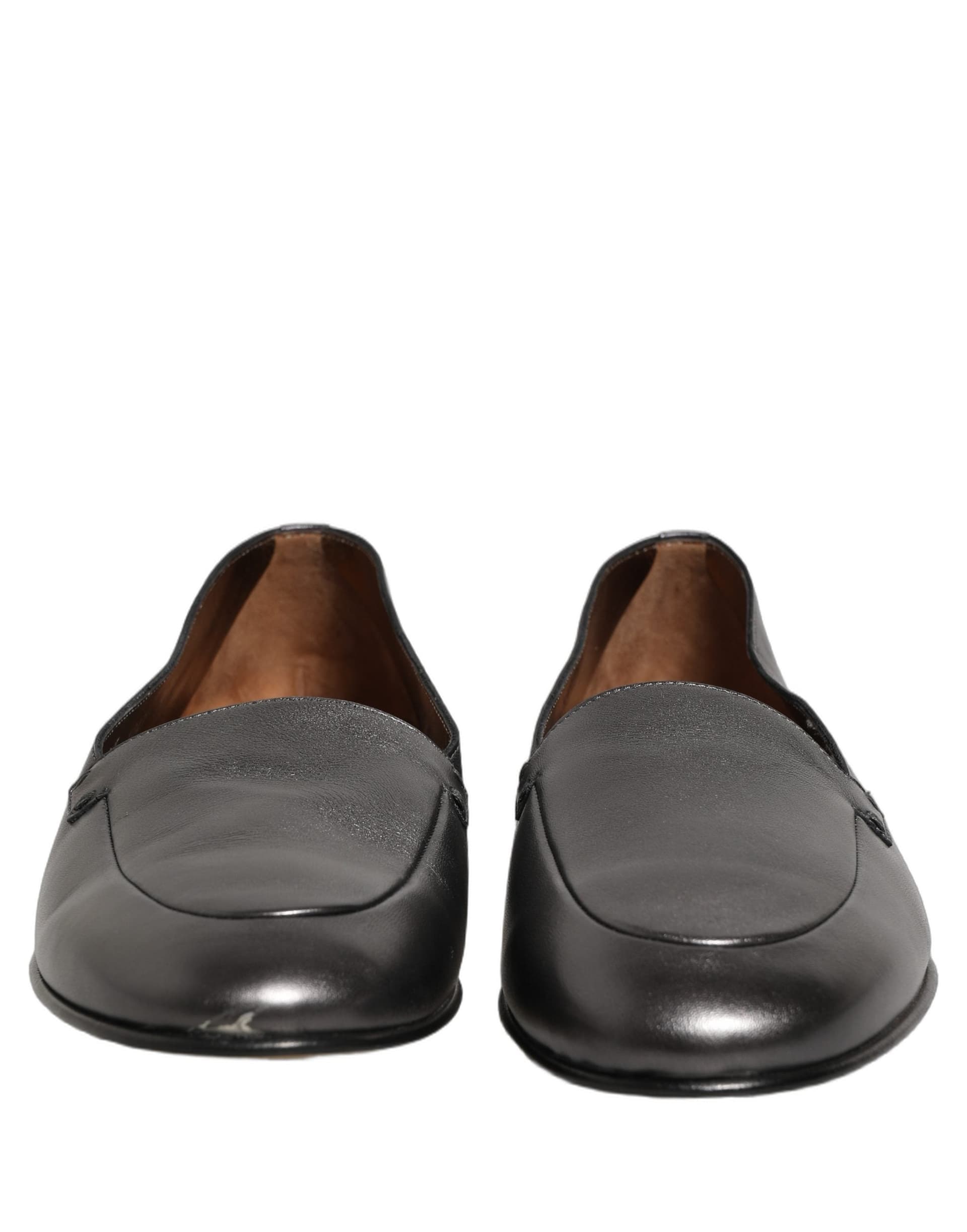 Dolce & Gabbana Silver Leather DG Logo Slip On Loafers Shoes - 2