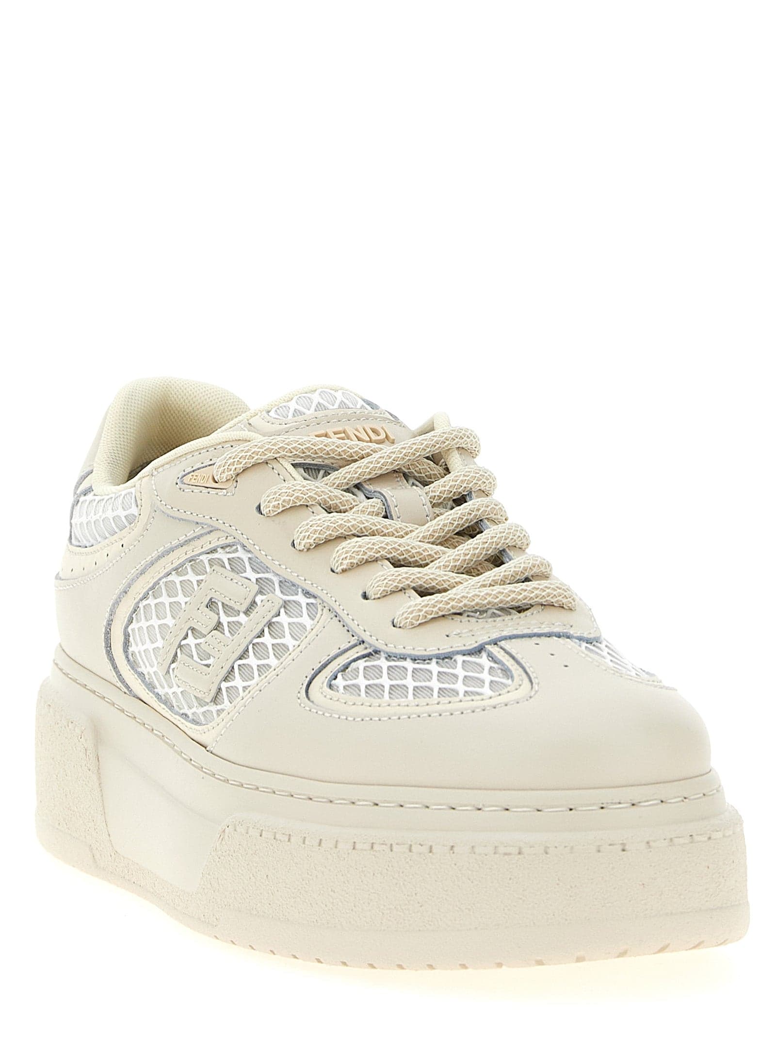 Fendi Beige Calfskin Platform Sneakers - 2