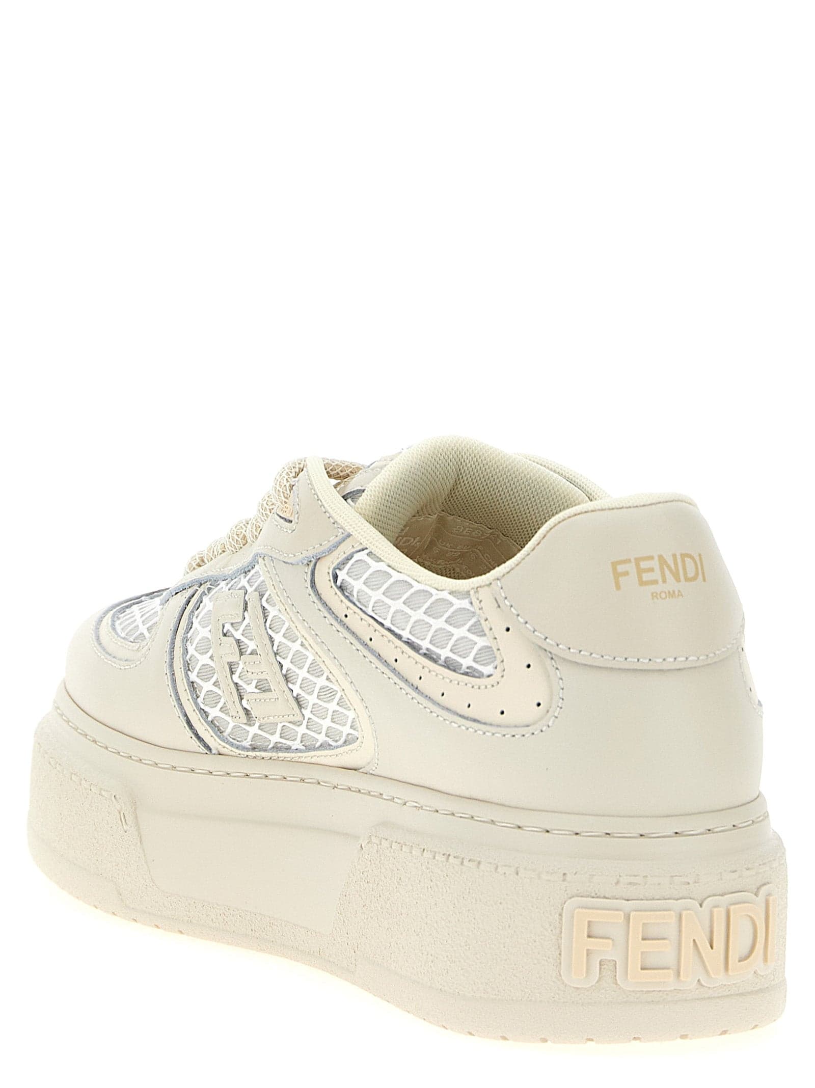 Fendi Beige Calfskin Platform Sneakers - 3