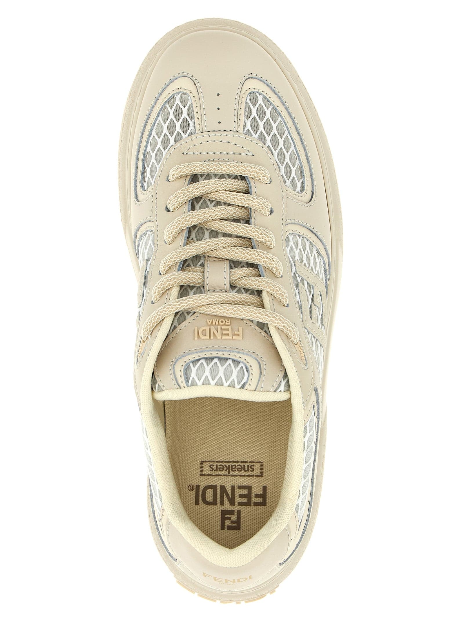 Fendi Beige Calfskin Platform Sneakers - 4