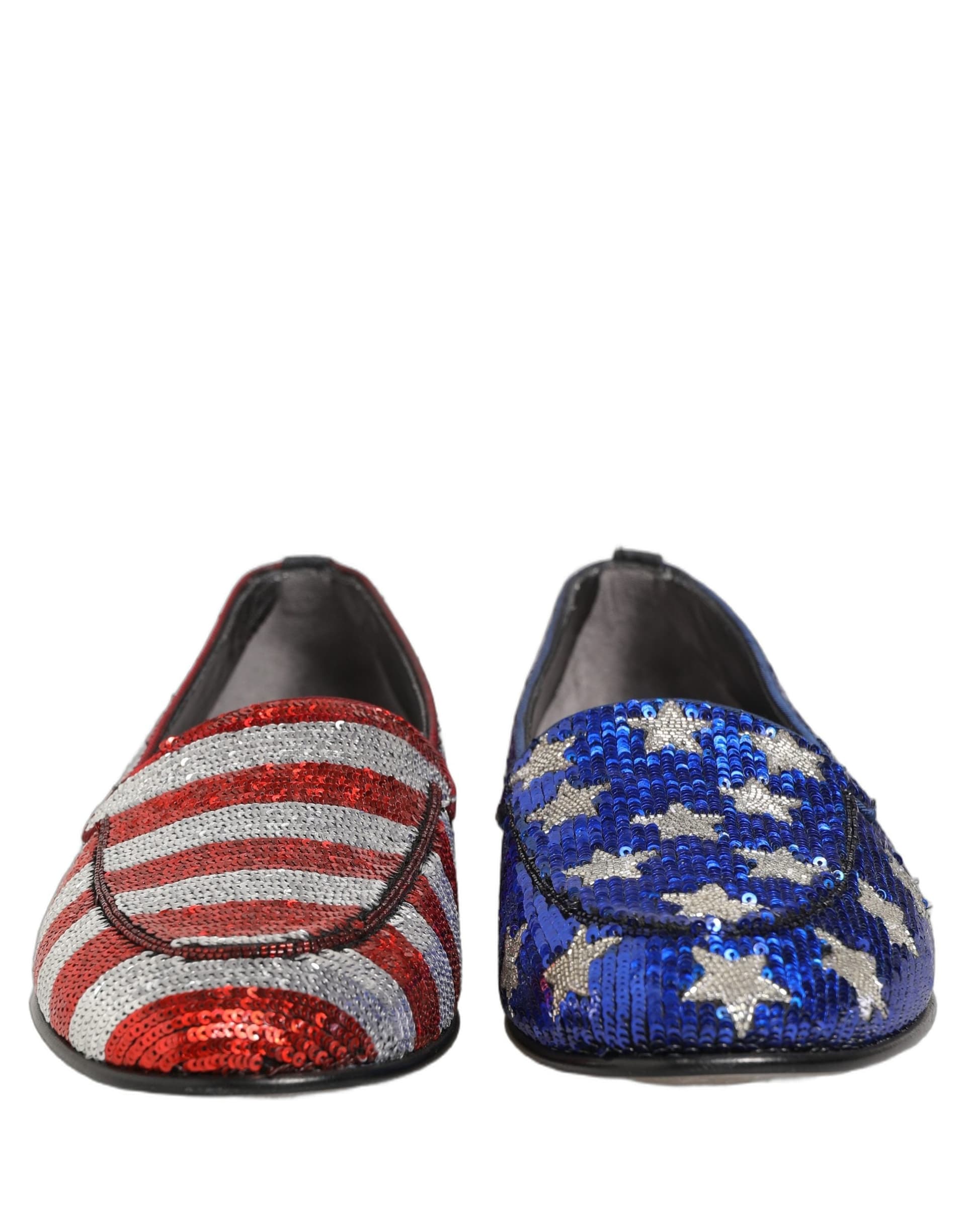 Dolce & Gabbana Multicolor Flag Sequin Dress Loafers Shoes - 2