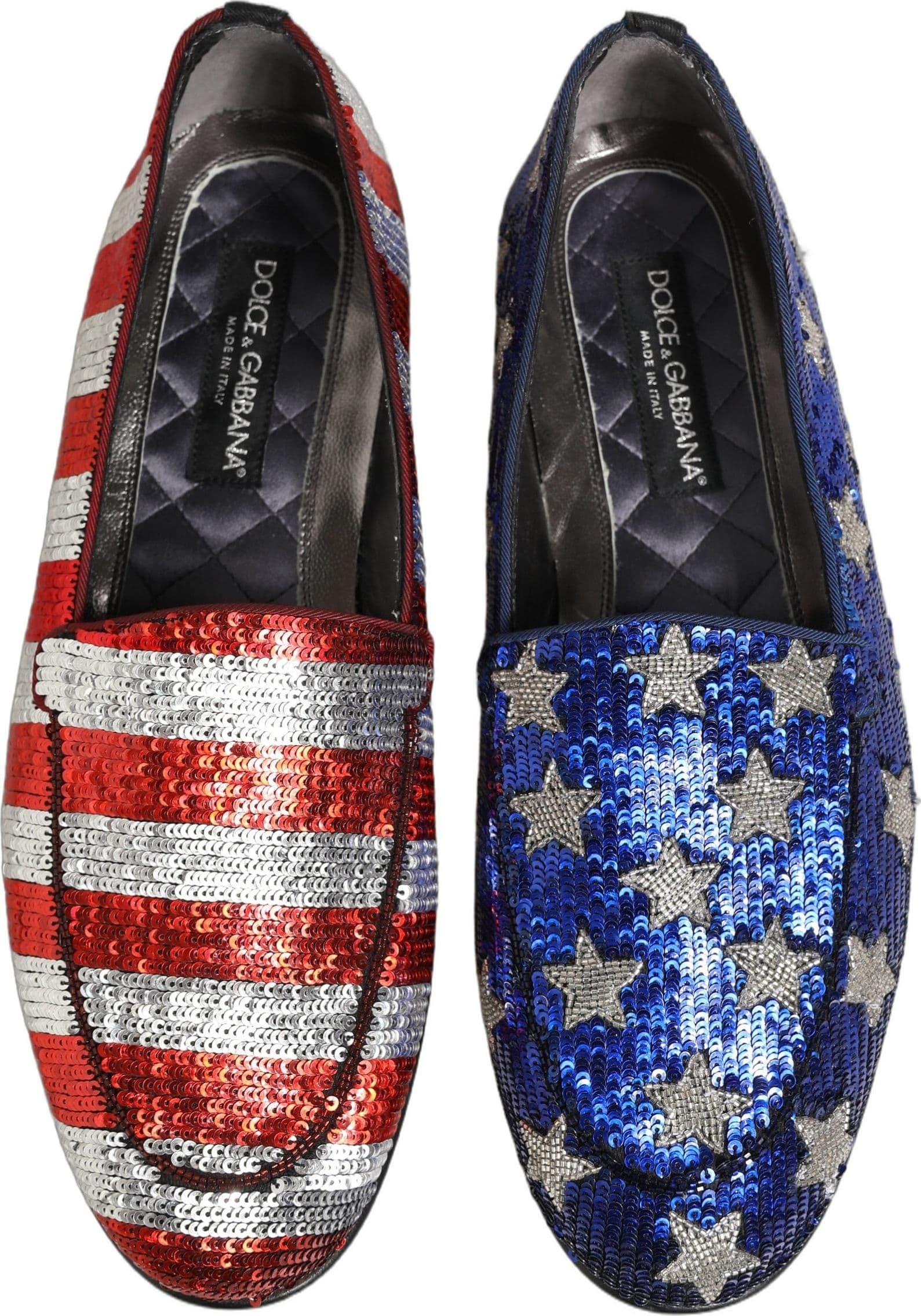Dolce & Gabbana Multicolor Flag Sequin Dress Loafers Shoes - 3