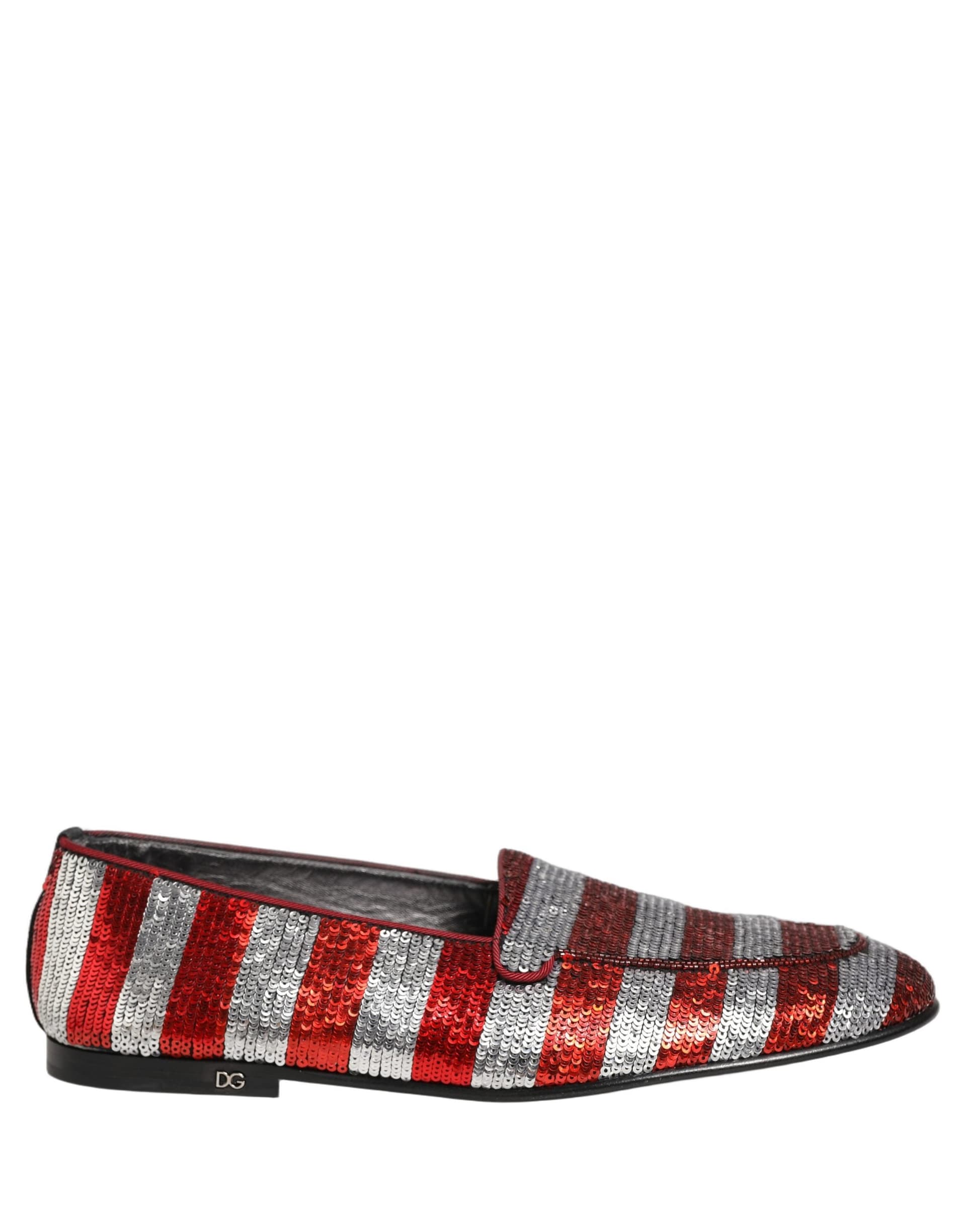 Dolce & Gabbana Multicolor Flag Sequin Dress Loafers Shoes - 8