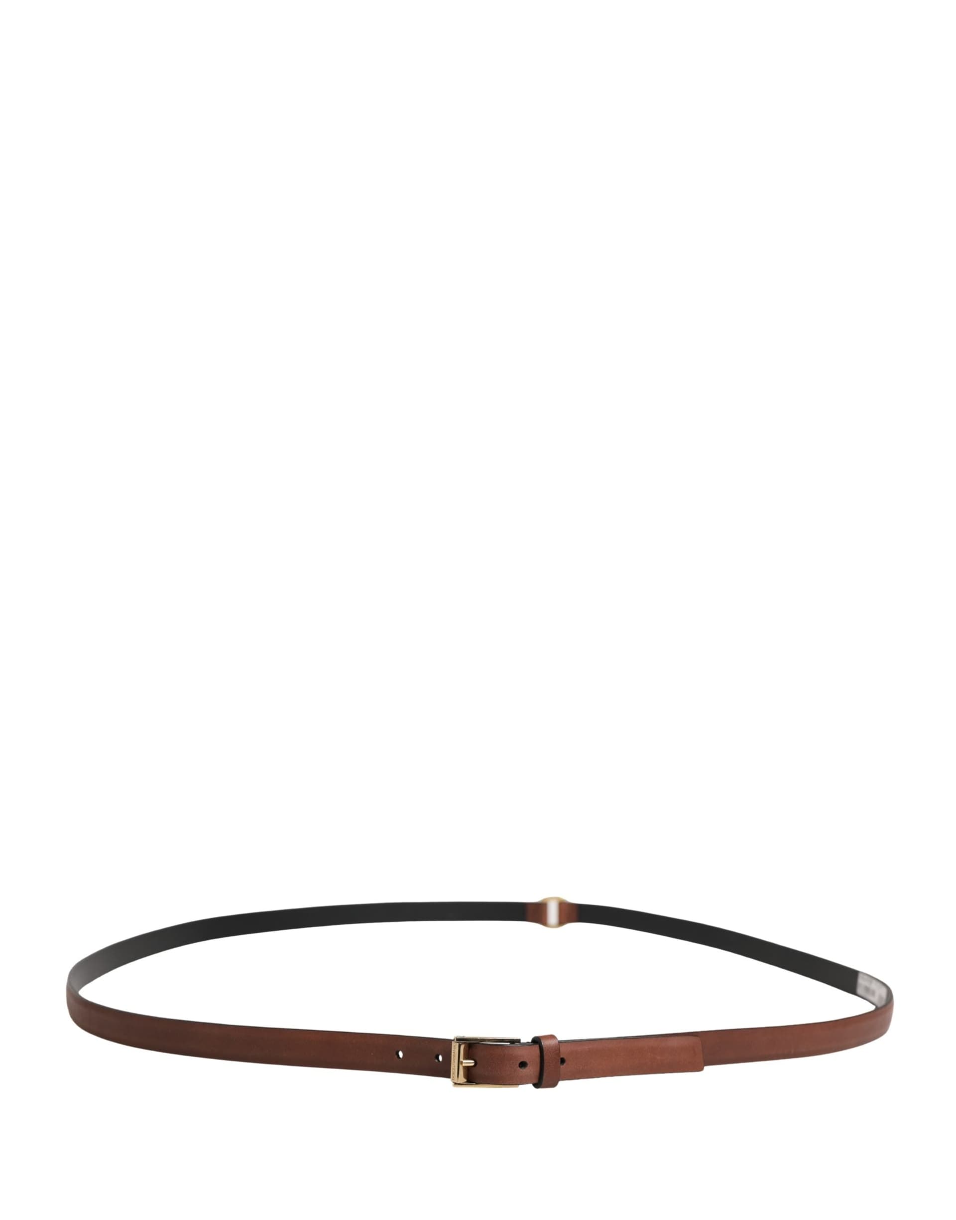 Dolce & Gabbana Men Brown Leather Classic Metal Buckle Belt - 3