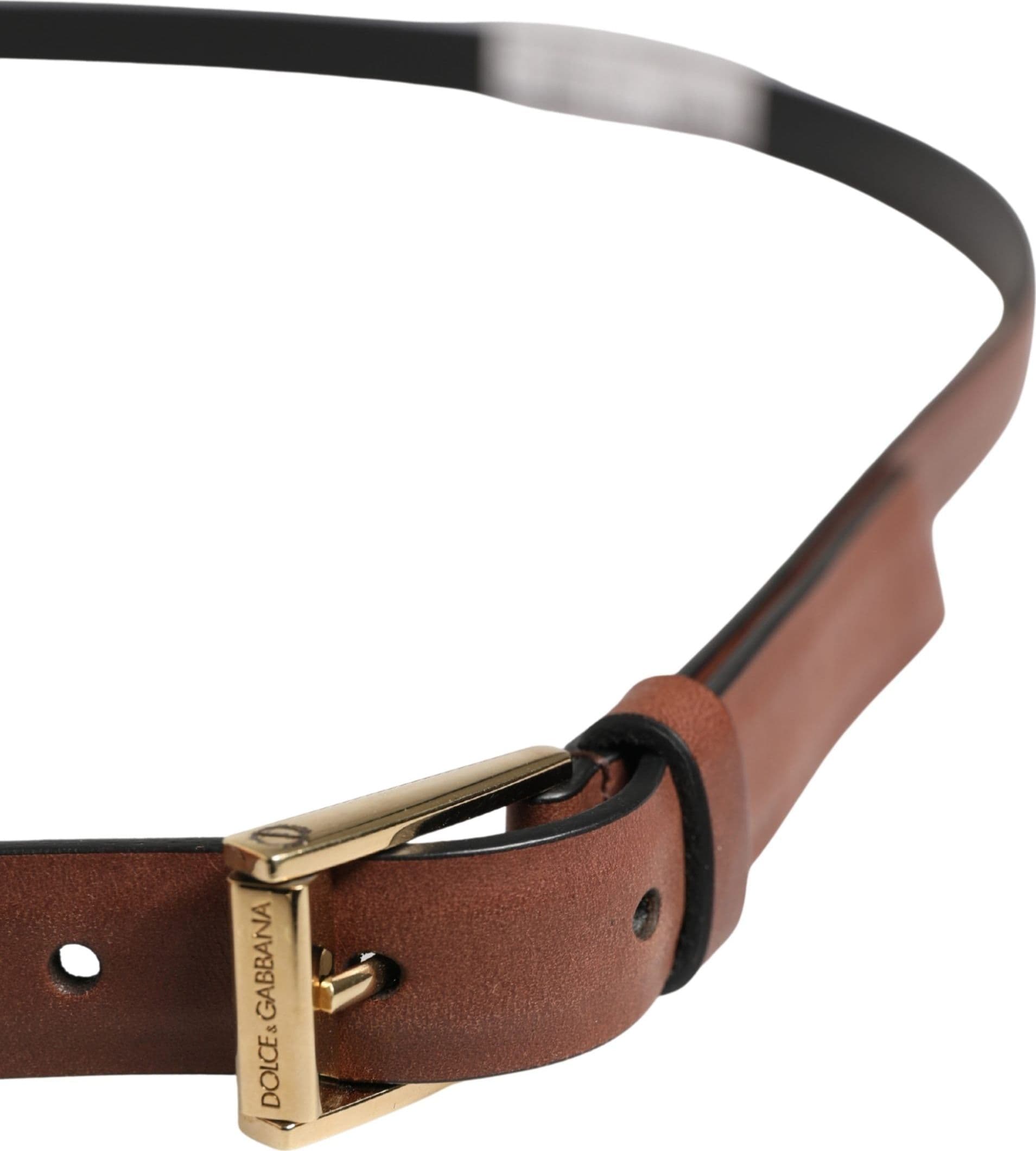 Dolce & Gabbana Men Brown Leather Classic Metal Buckle Belt - 4