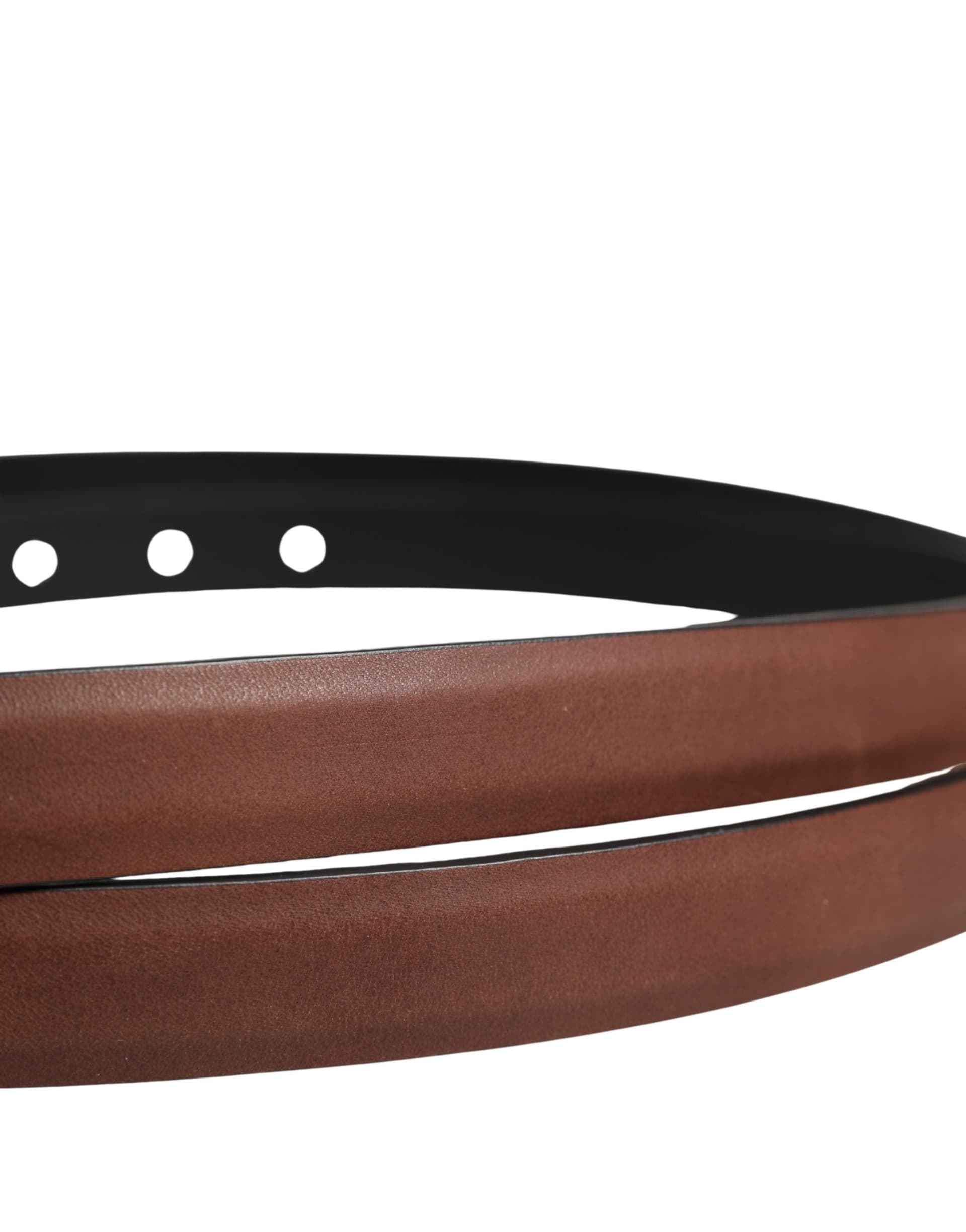 Dolce & Gabbana Men Brown Leather Classic Metal Buckle Belt - 5