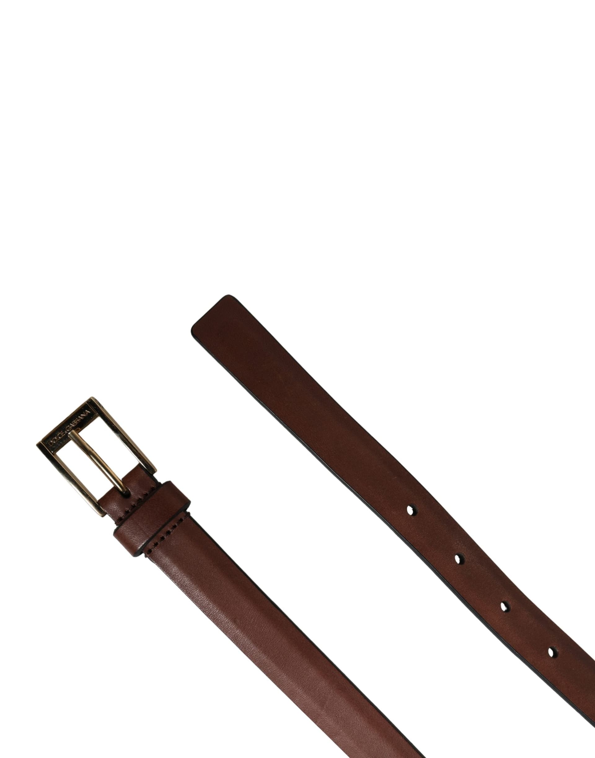 Dolce & Gabbana Men Brown Leather Classic Metal Buckle Belt - 6