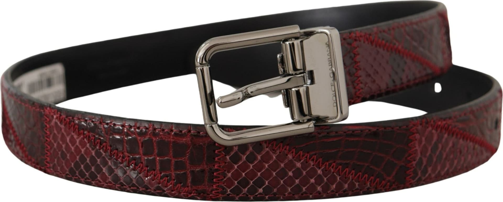 Dolce & Gabbana Red Exotic Leather Metal Logo Buckle Belt - 2