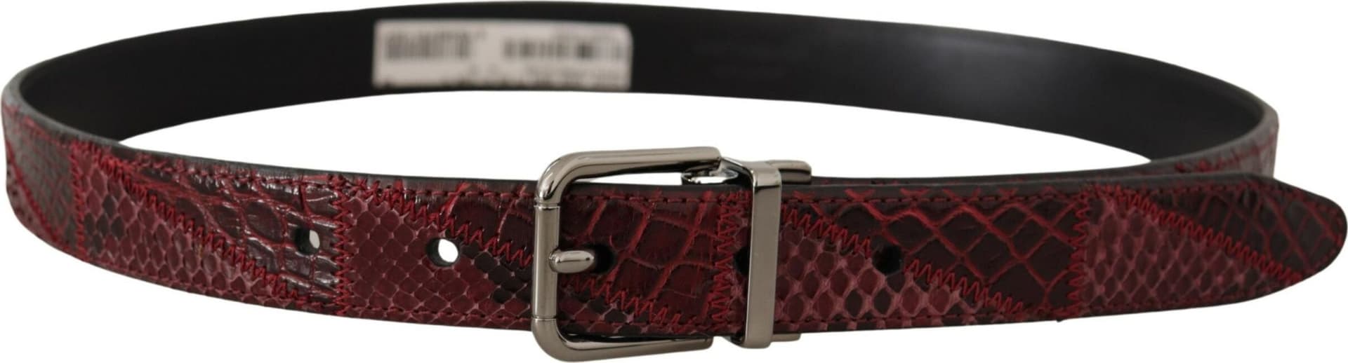 Dolce & Gabbana Red Exotic Leather Metal Logo Buckle Belt - 3