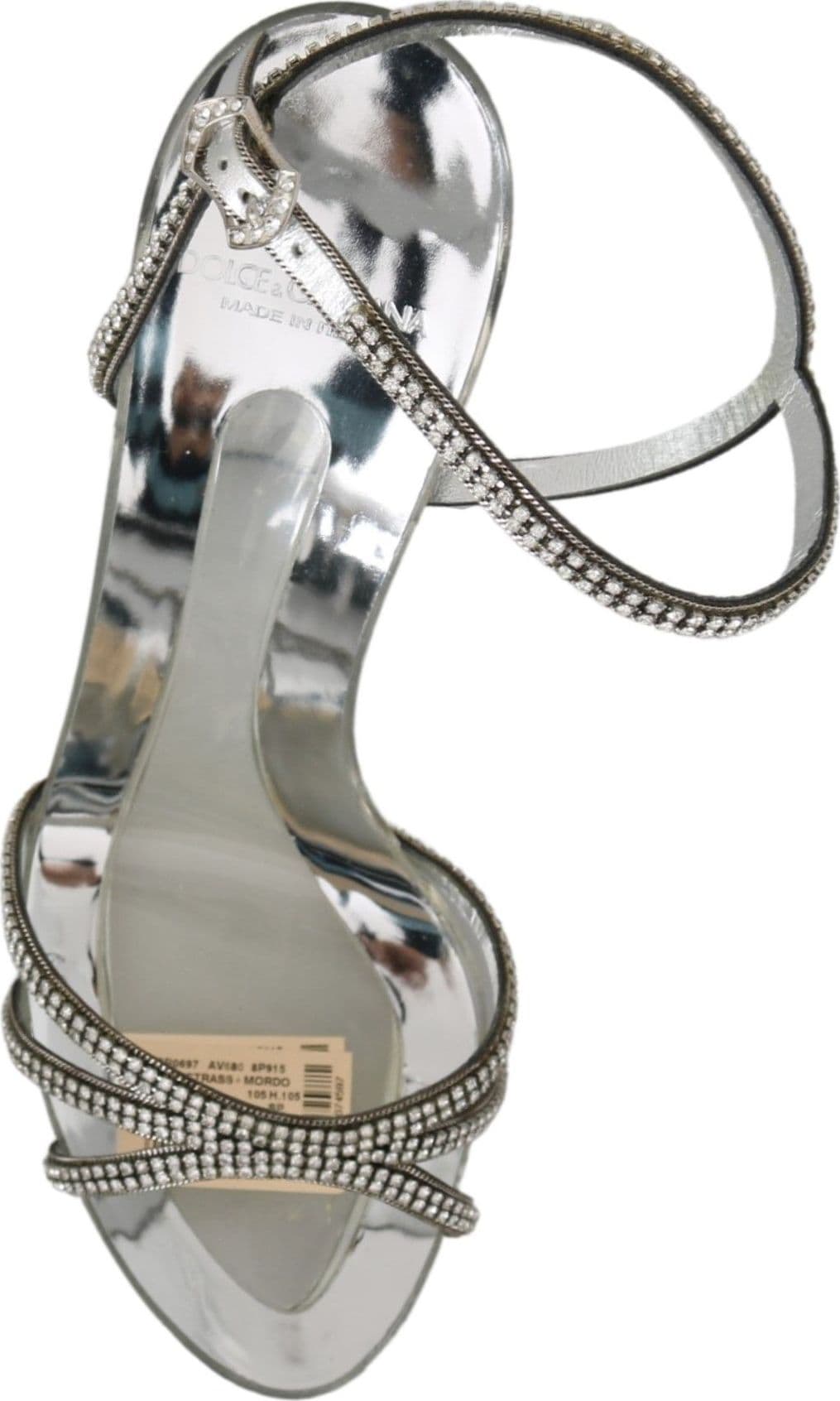 Dolce & Gabbana Silver Crystal Ankle Strap Sandals Shoes - 2