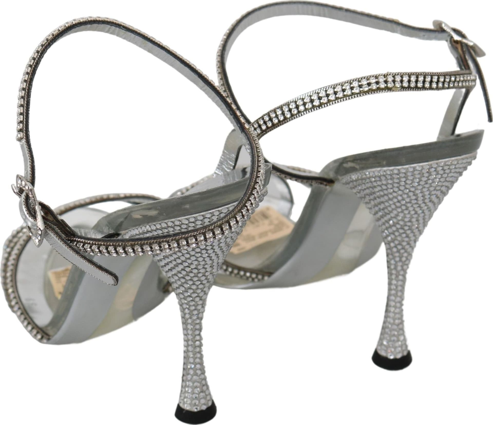 Dolce & Gabbana Silver Crystal Ankle Strap Sandals Shoes - 5