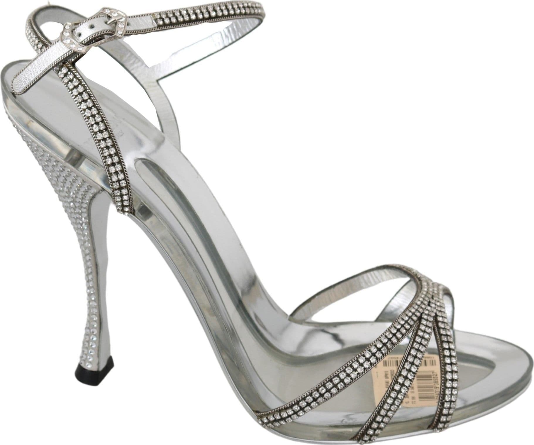 Dolce & Gabbana Silver Crystal Ankle Strap Sandals Shoes - 6