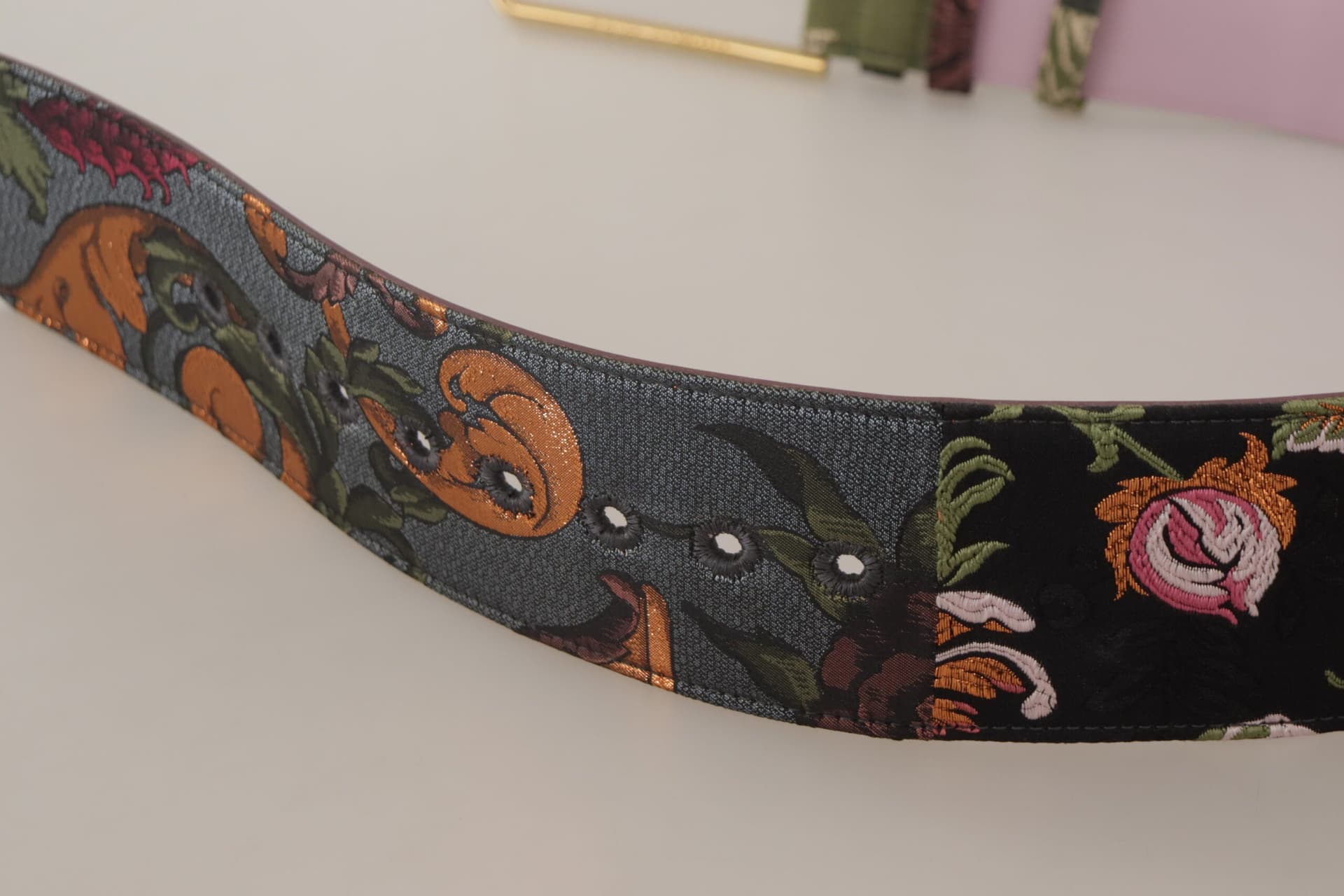Dolce & Gabbana Multicolor Leather Embroidered Gold Metal Buckle Belt - 3