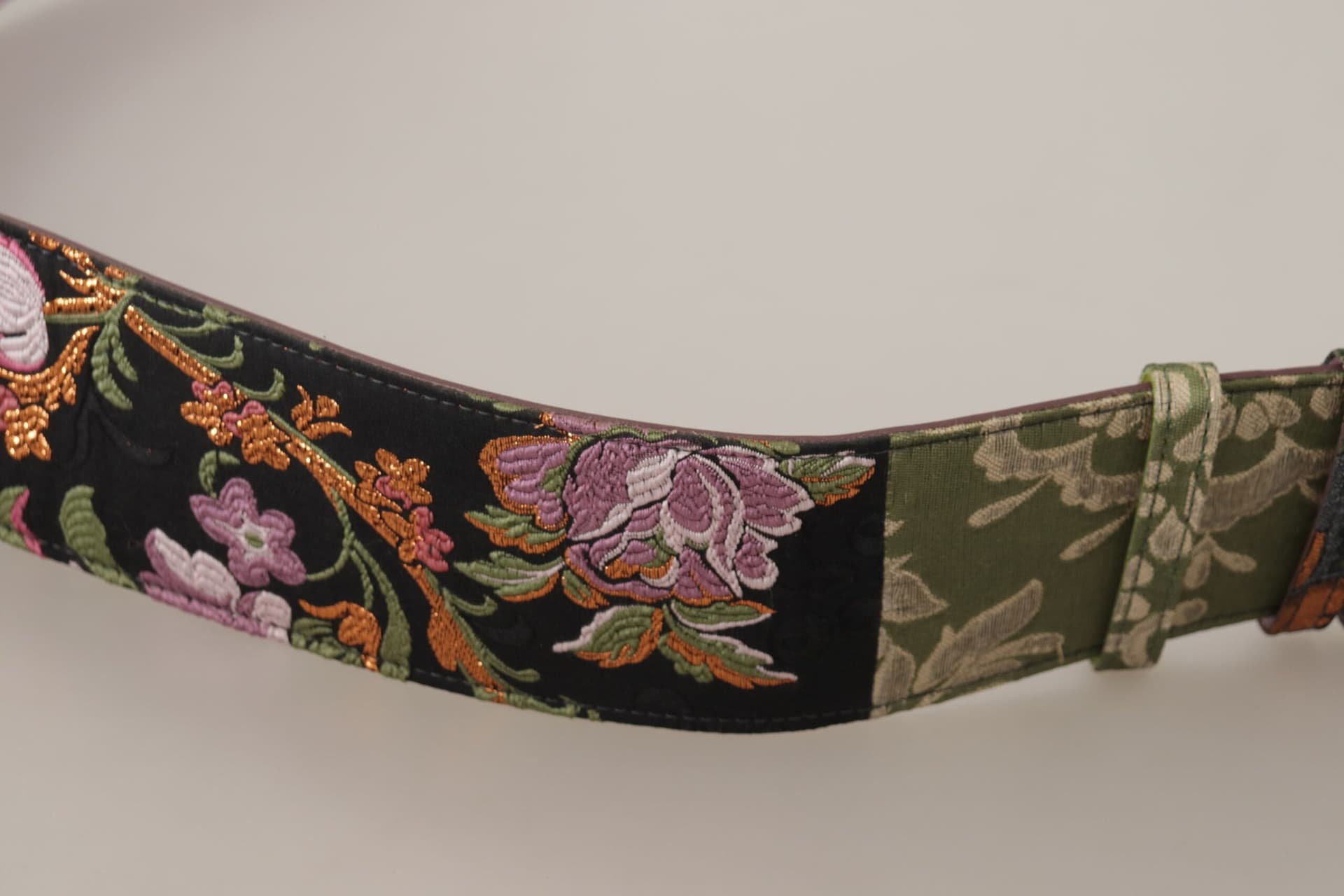 Dolce & Gabbana Multicolor Leather Embroidered Gold Metal Buckle Belt - 4