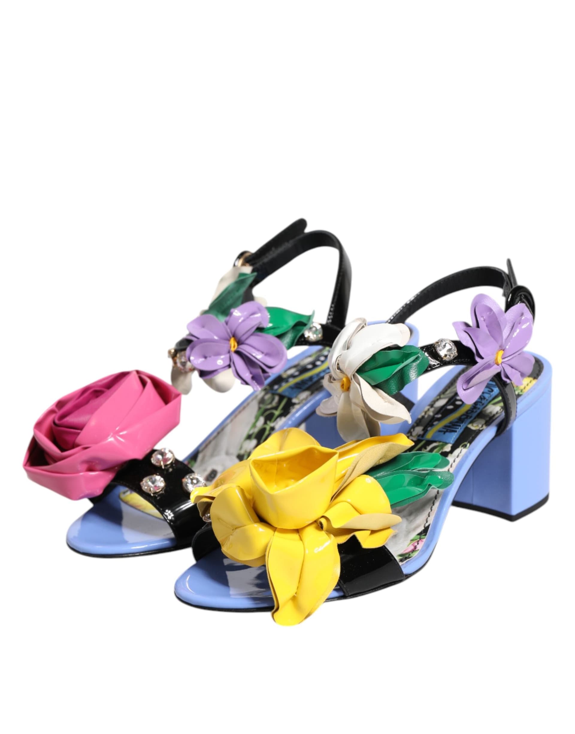 Dolce & Gabbana Multicolor Floral Crystal KEIRA Sandals Shoes - 3
