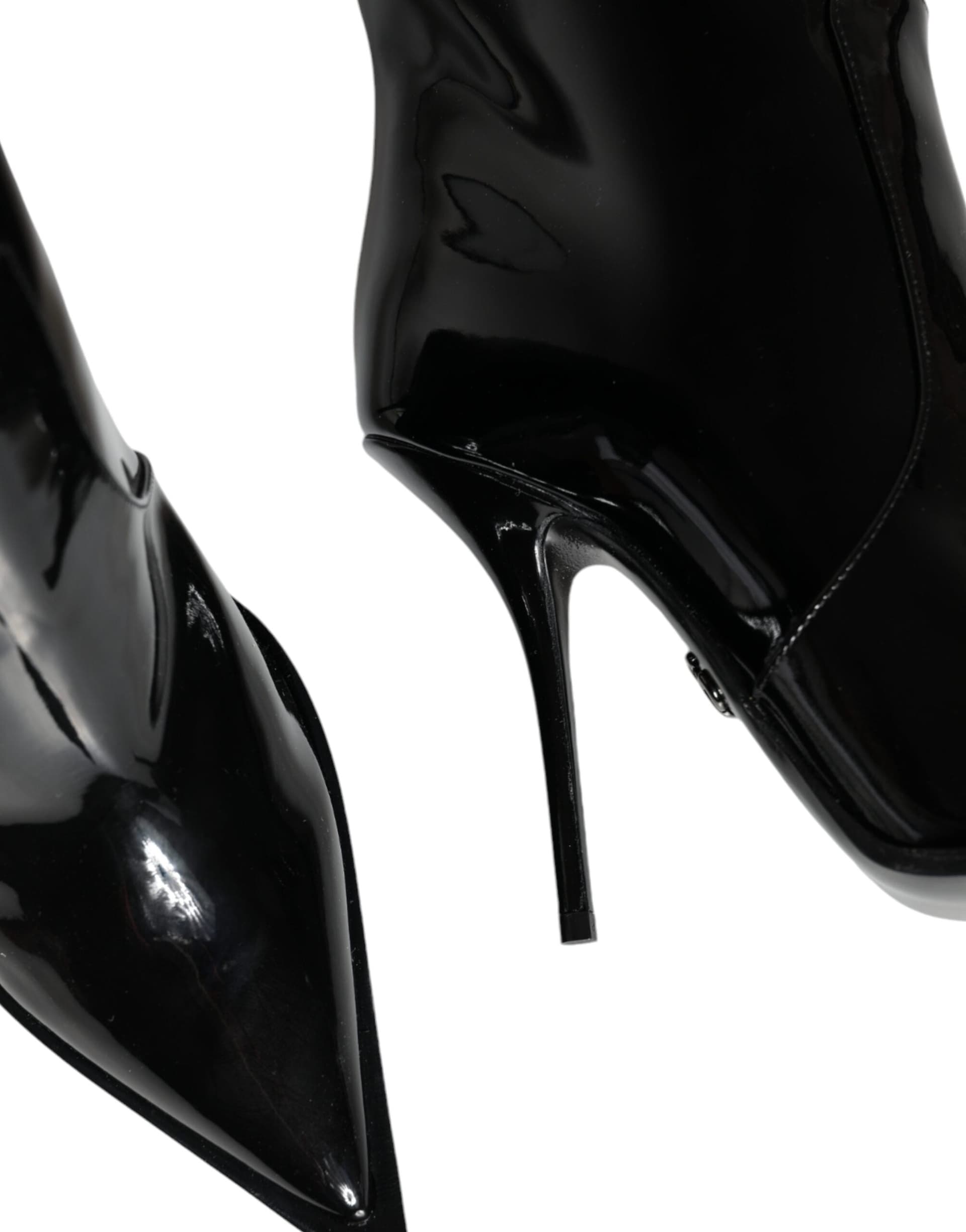 Dolce & Gabbana Black Patent Leather Knee High Boots Shoes - 8