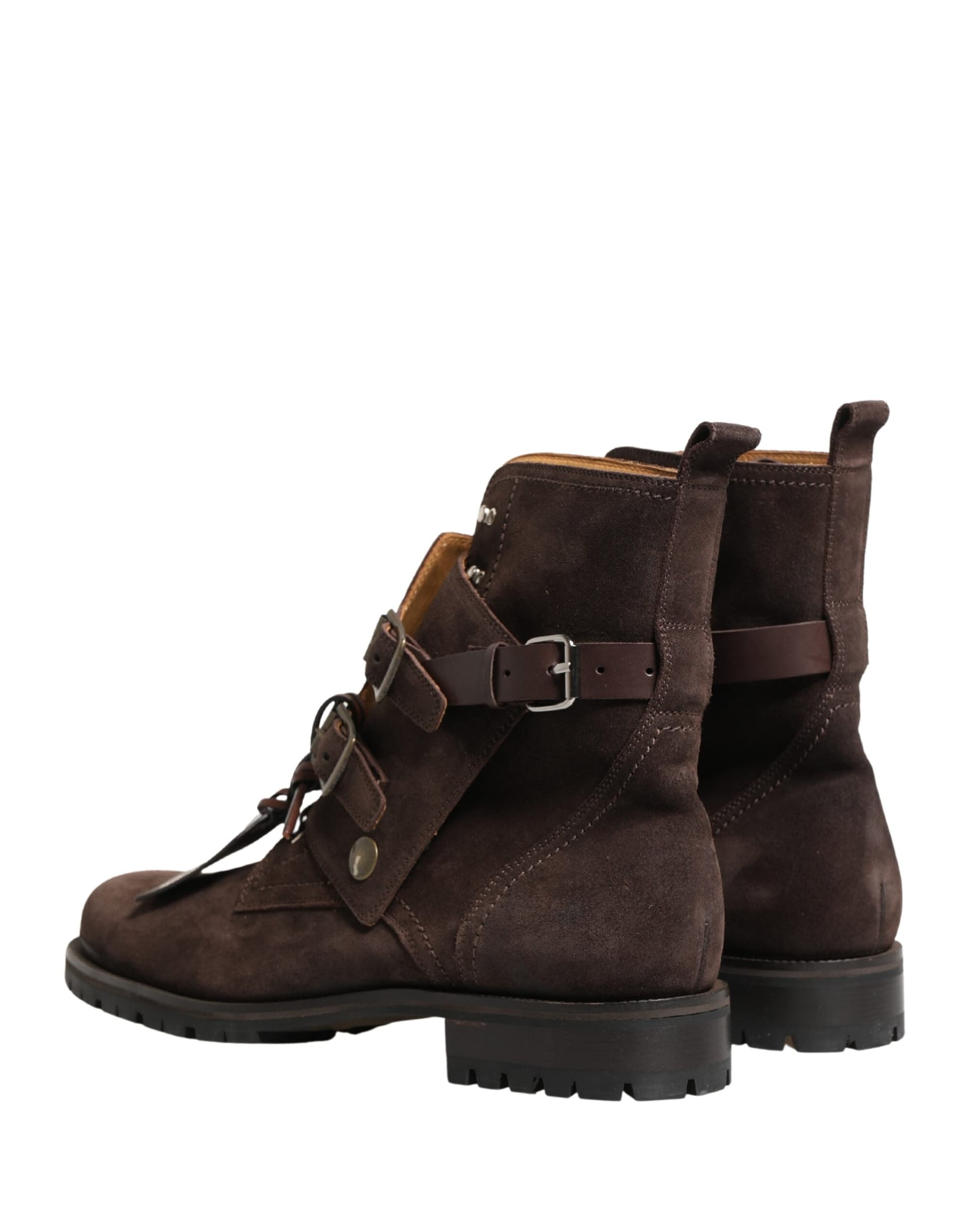 Dolce & Gabbana Brown Suede Leather Buckle Ankle Boots Shoes - 4