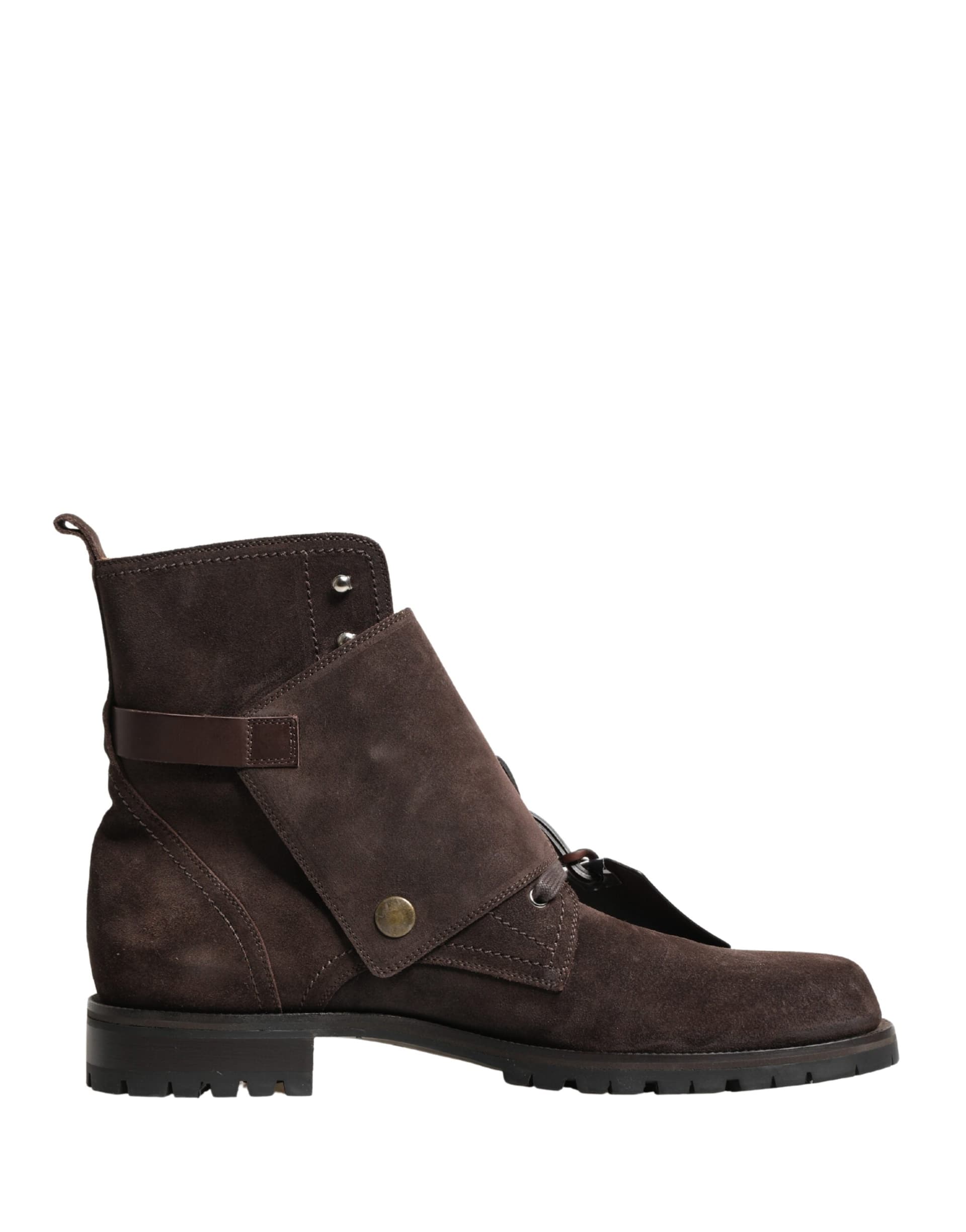 Dolce & Gabbana Brown Suede Leather Buckle Ankle Boots Shoes - 7