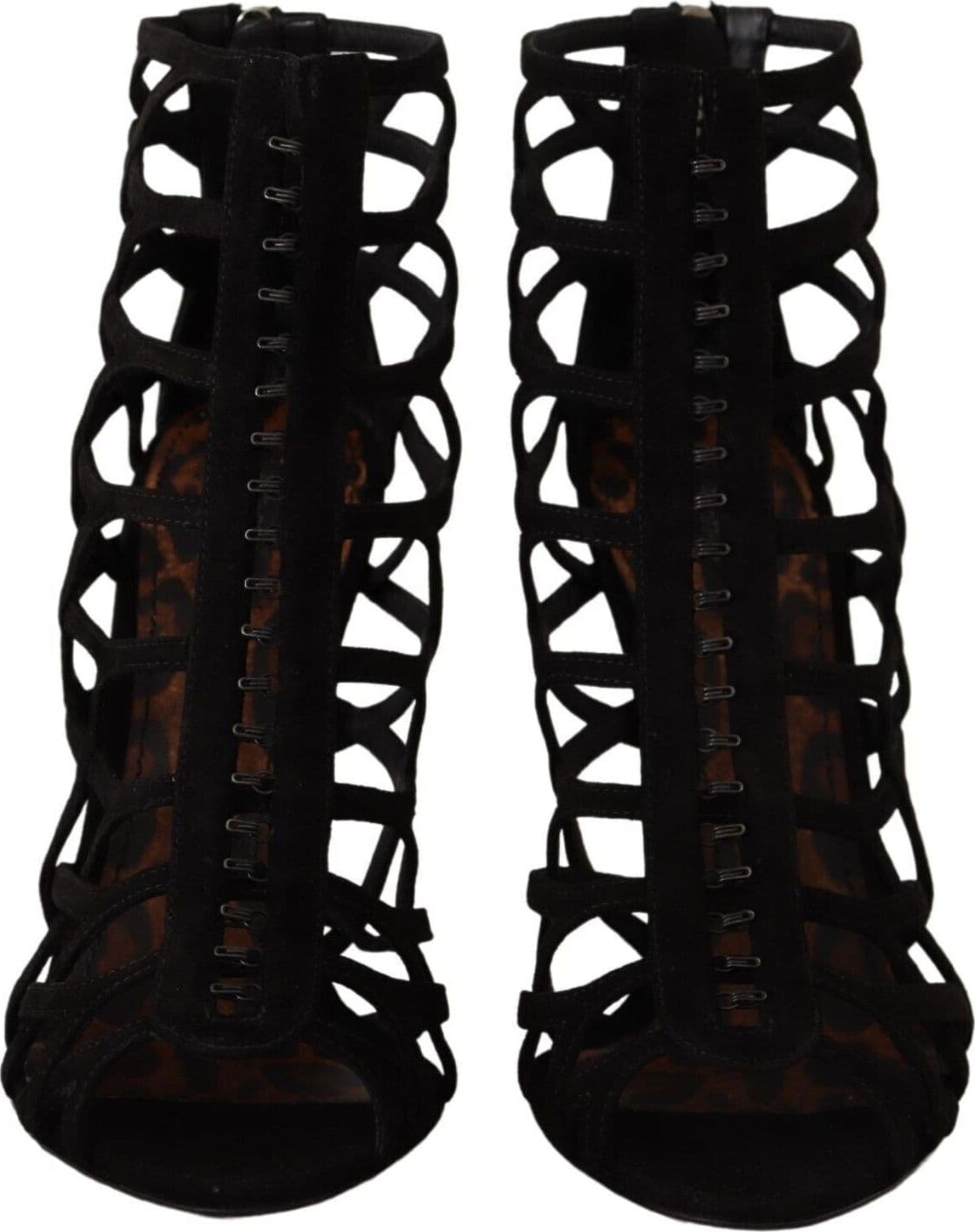 Dolce & Gabbana Black Suede Stiletto Heels Bette Sandals Shoes - 2