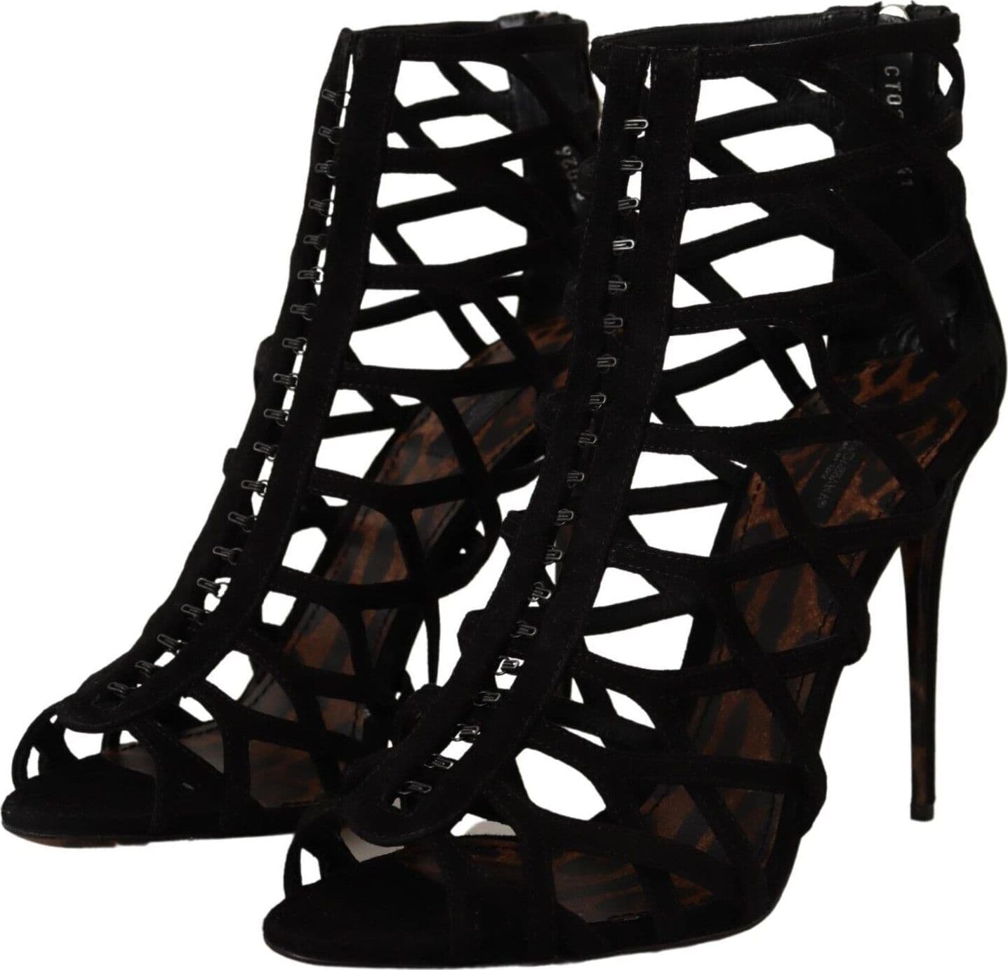 Dolce & Gabbana Black Suede Stiletto Heels Bette Sandals Shoes - 3