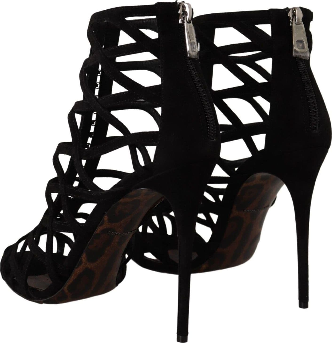 Dolce & Gabbana Black Suede Stiletto Heels Bette Sandals Shoes - 4