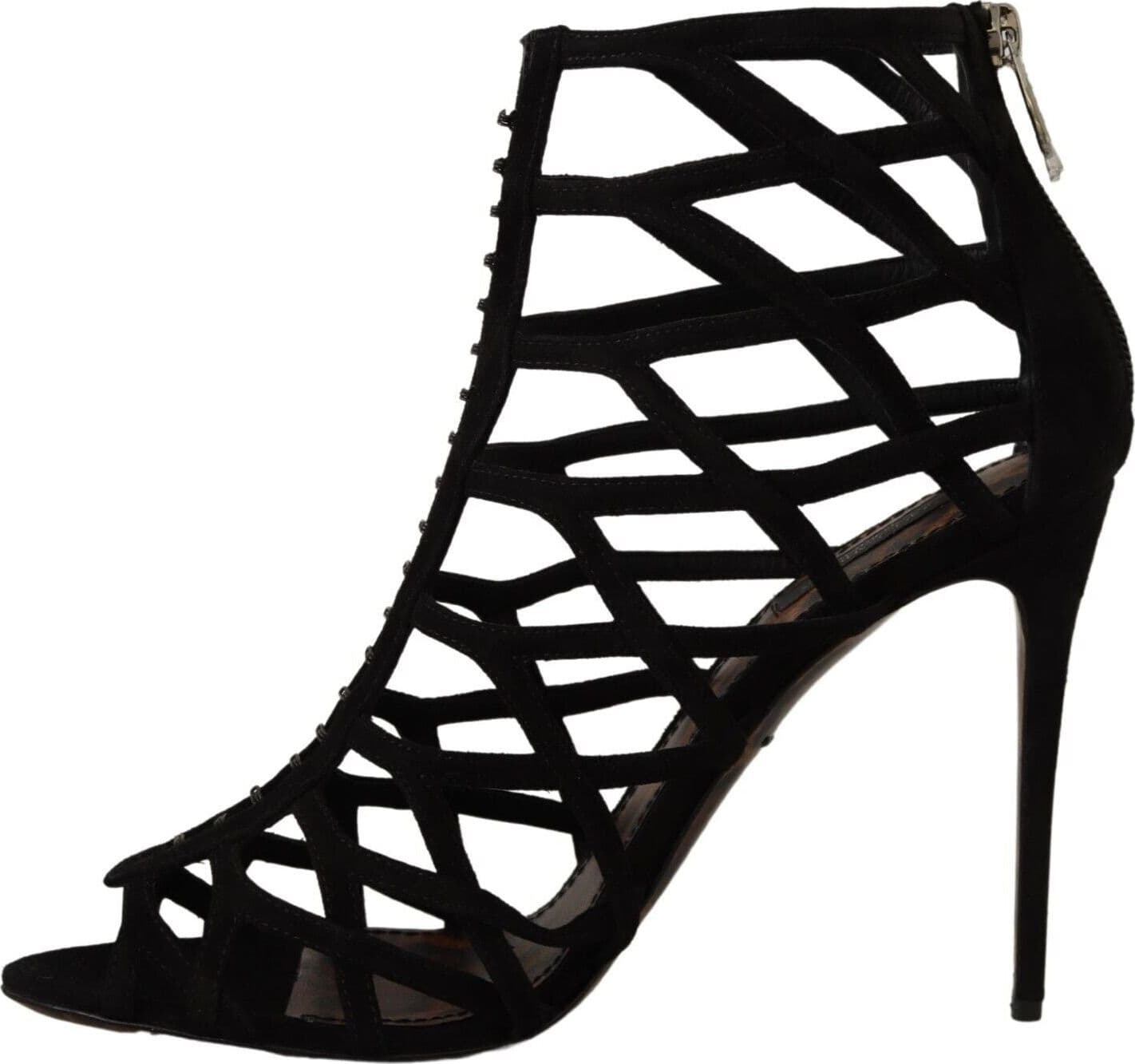 Dolce & Gabbana Black Suede Stiletto Heels Bette Sandals Shoes - 5