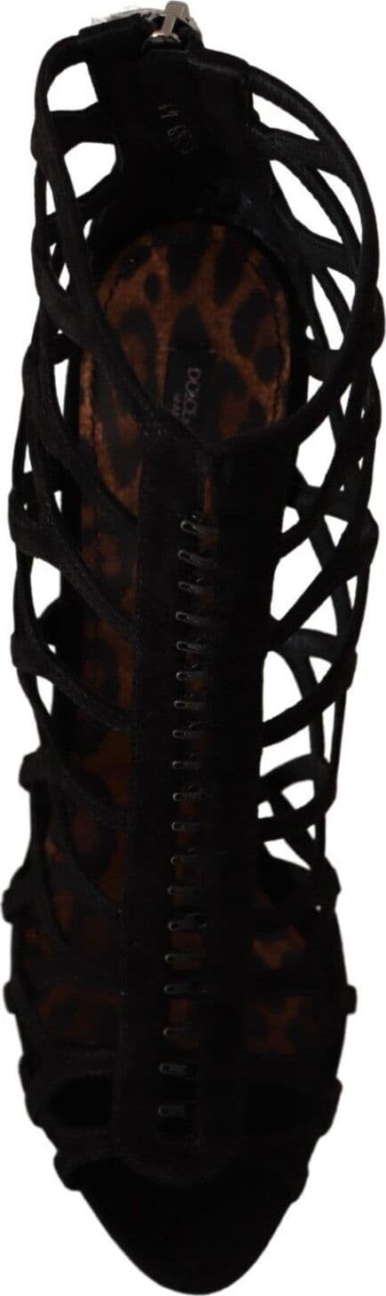 Dolce & Gabbana Black Suede Stiletto Heels Bette Sandals Shoes - 6
