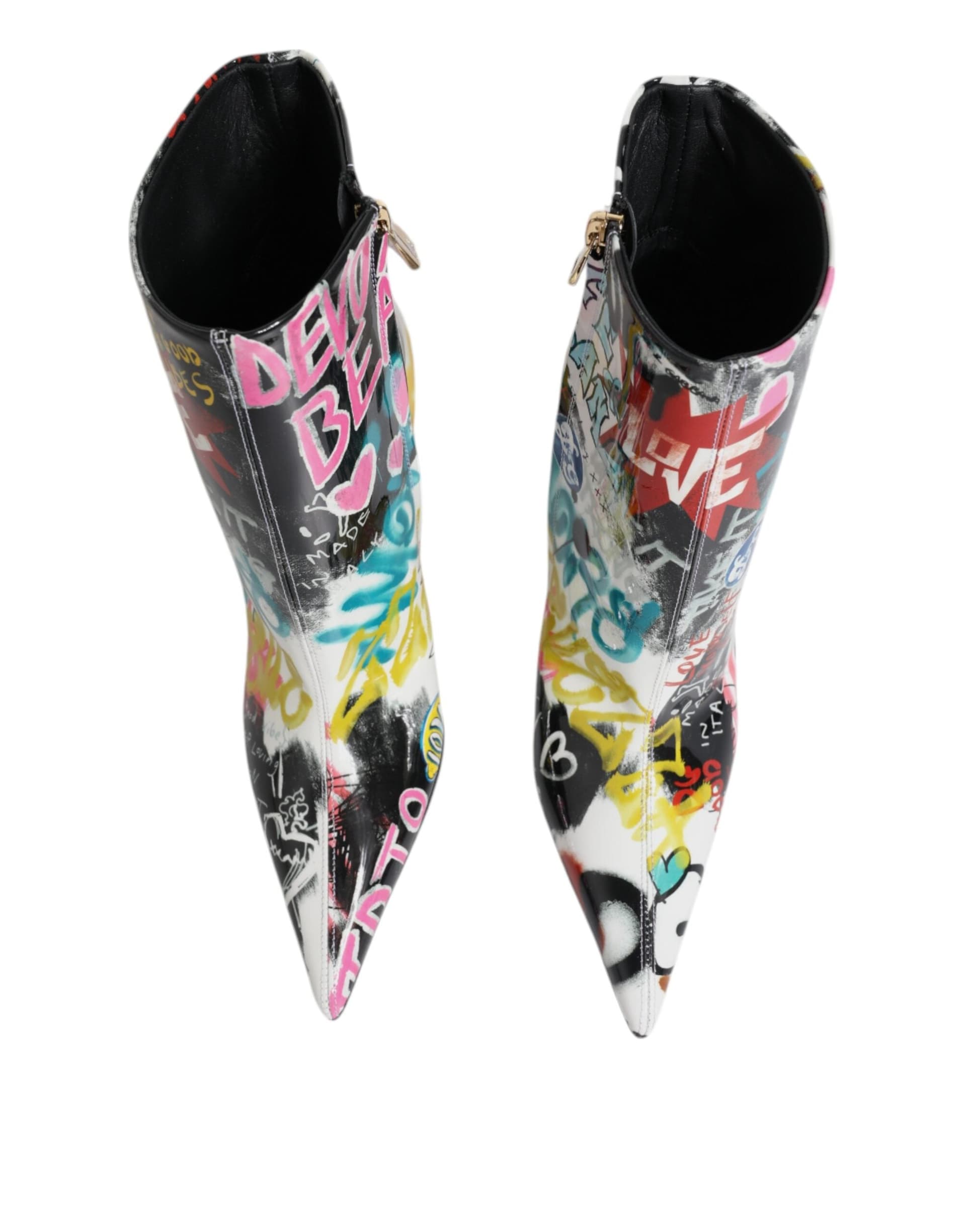 Dolce & Gabbana Multicolor Graffiti Keira Mid Calf Boots Shoes - 2