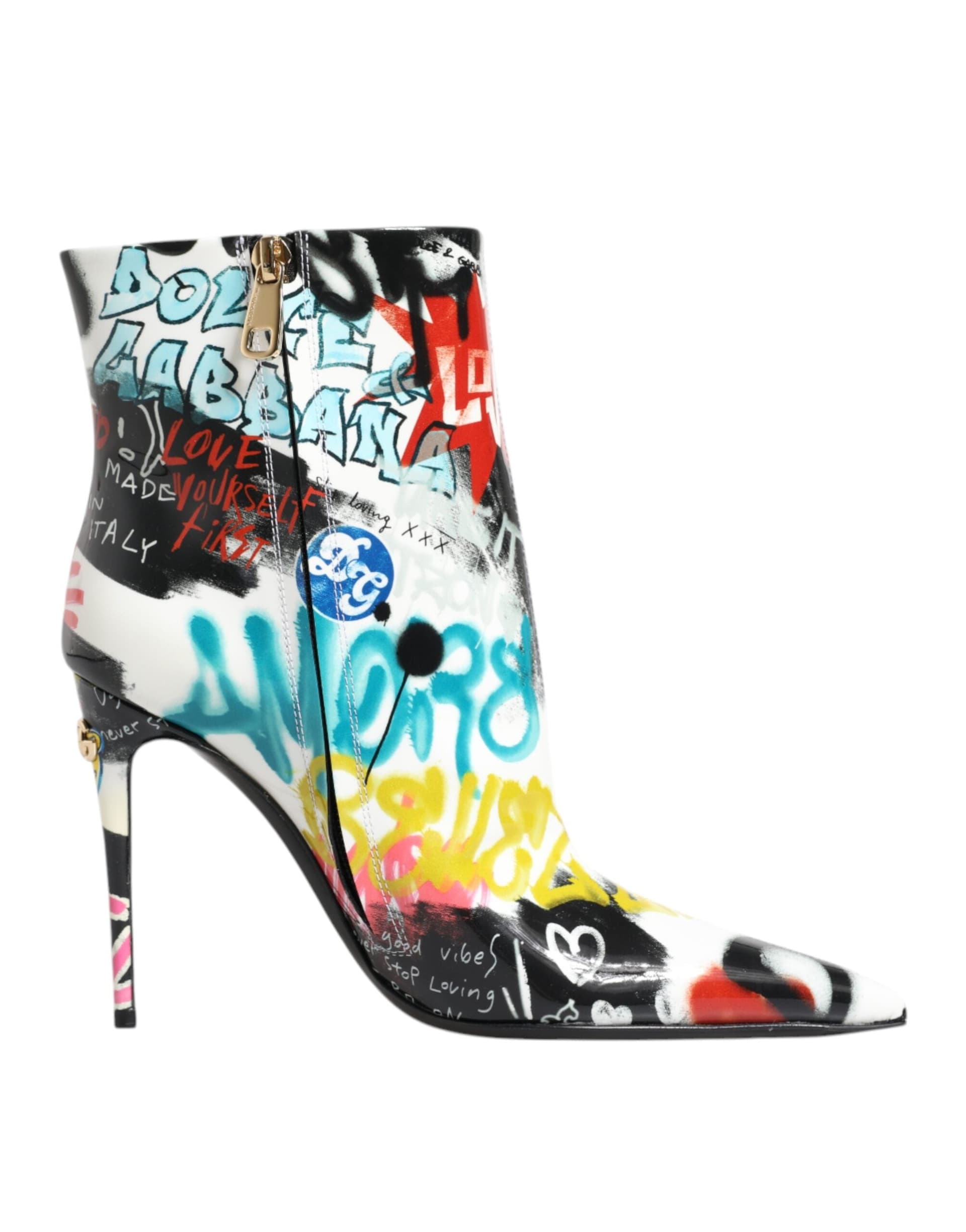 Dolce & Gabbana Multicolor Graffiti Keira Mid Calf Boots Shoes - 7