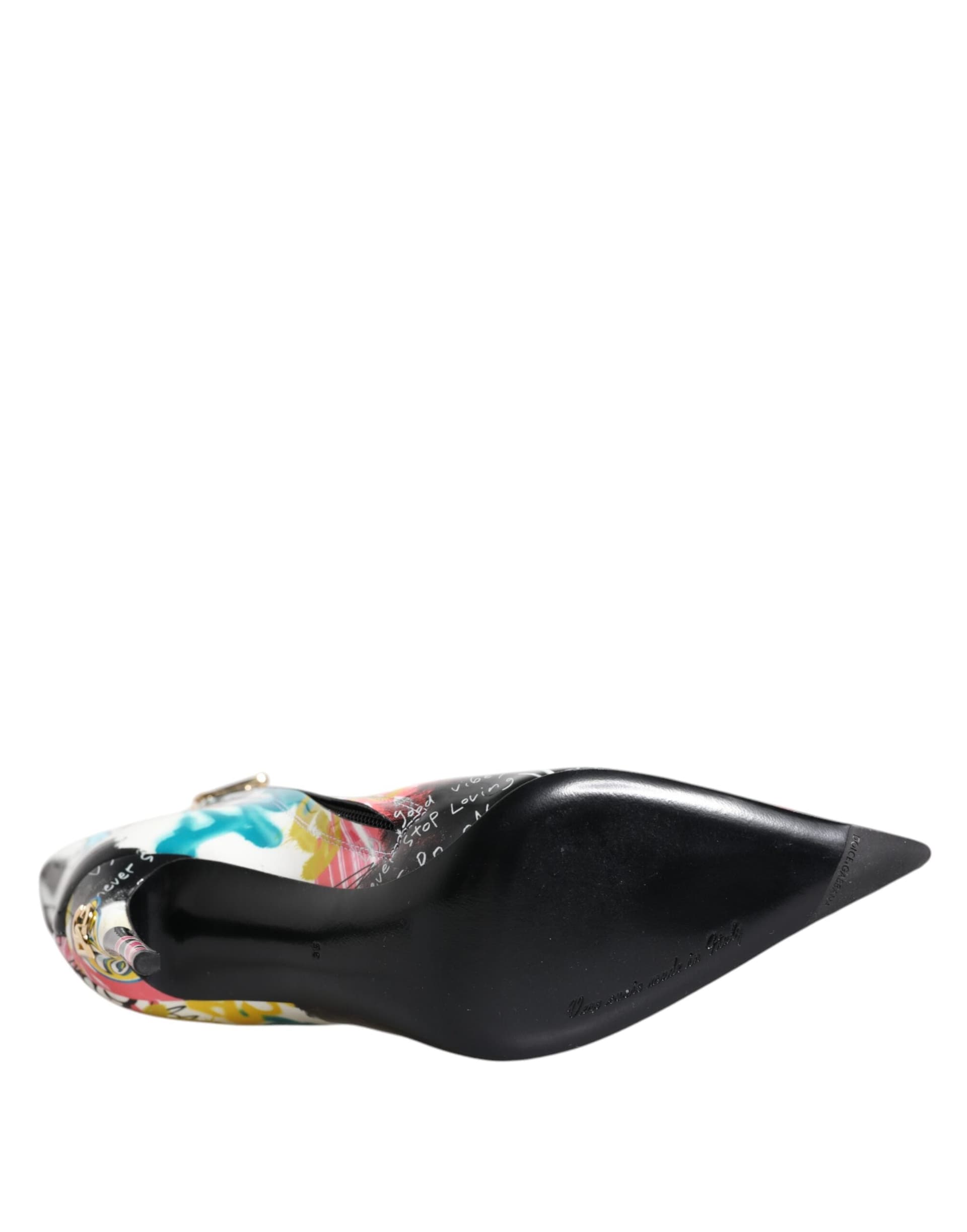 Dolce & Gabbana Multicolor Graffiti Keira Mid Calf Boots Shoes - 8